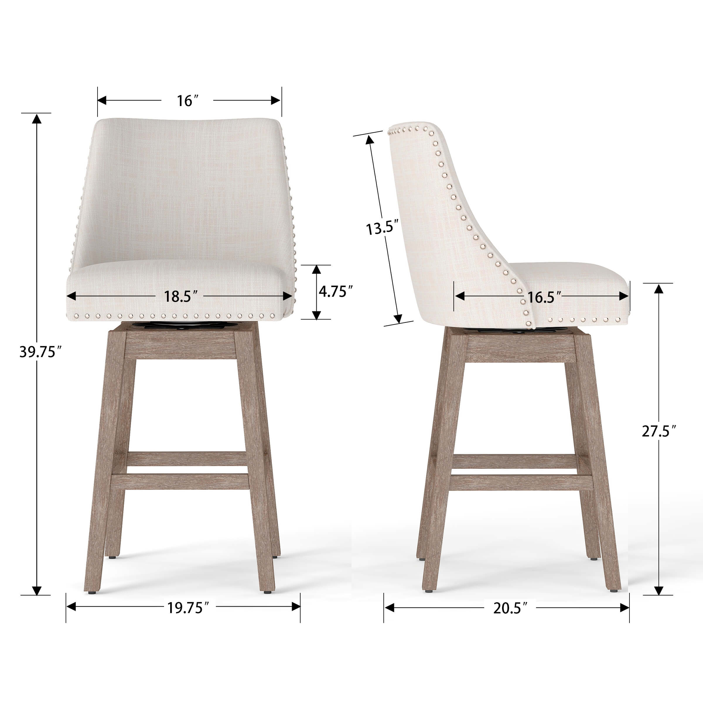 Kmax 27.5"H Mid-Century Counter Swivel Bar Stools - 6017