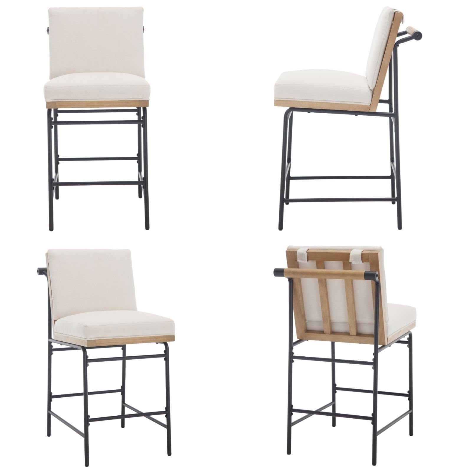 CIMOTA 26"H Removable Cushion Counter Height Stools with Metal Legs Set of 2 - 5734CS