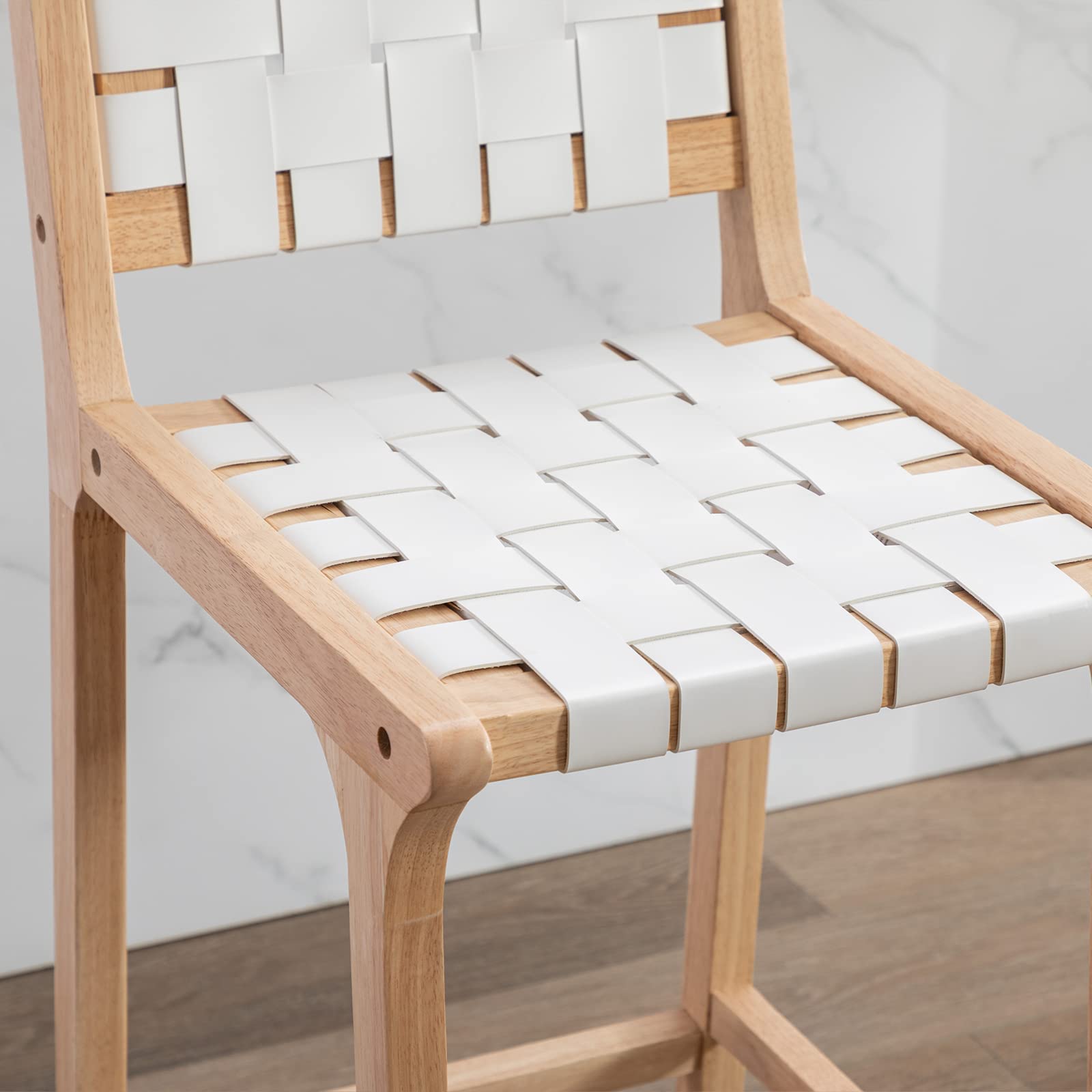 Janoray Leather Woven Strap Seat Counter Stools Set of 2 - 5703CS
