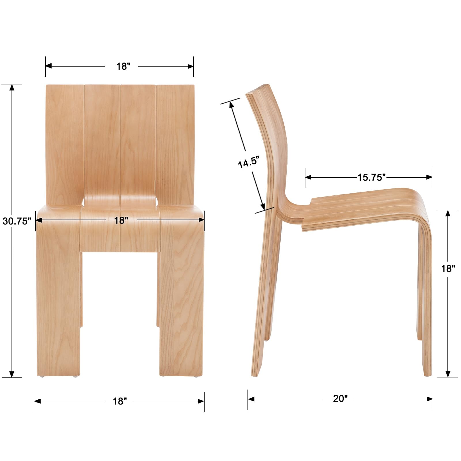 VESCASA Wood Dining Chairs Set of 2 - 6683DC