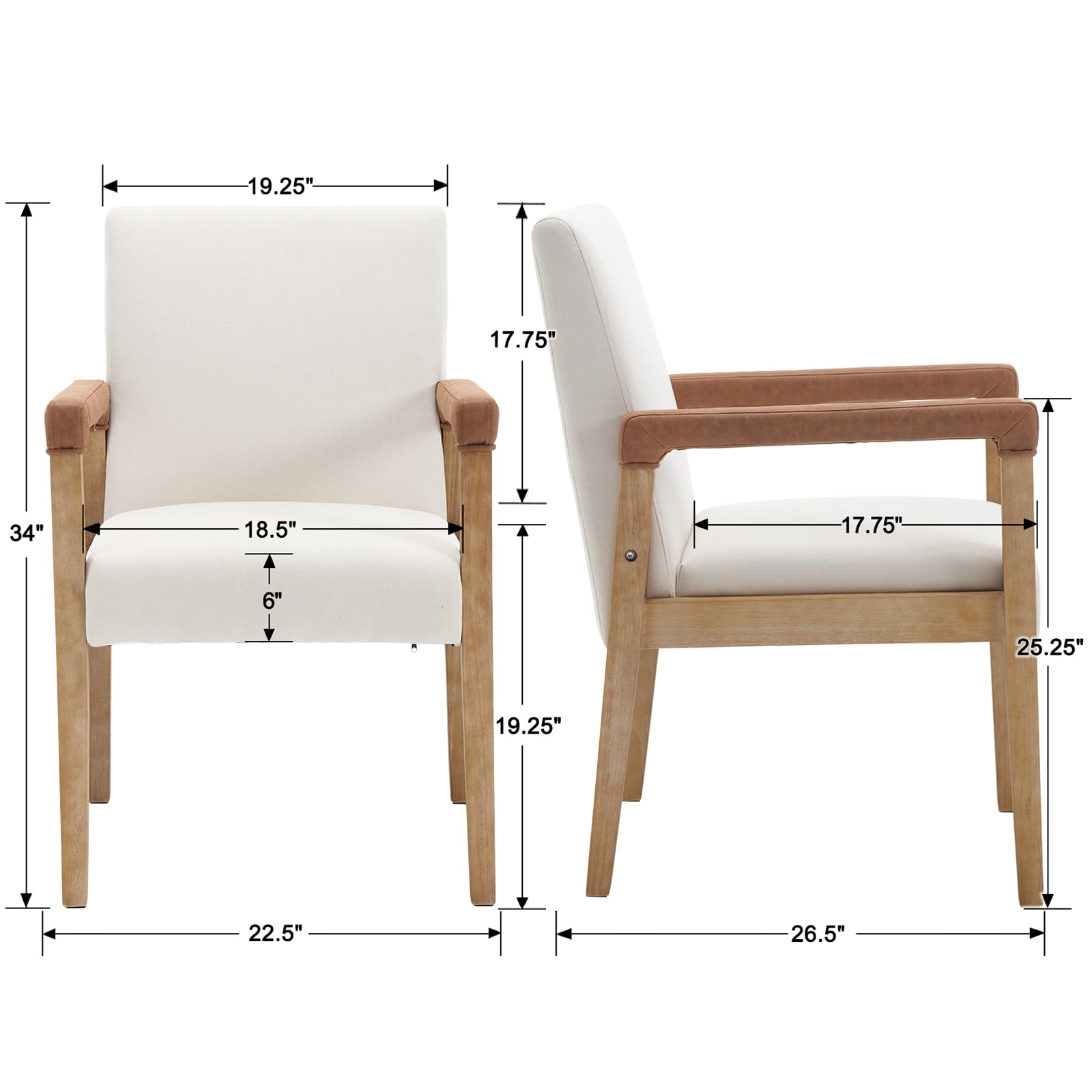 Janoray Mid Century Wood Dining Chairs Set of 2 - 1927DC