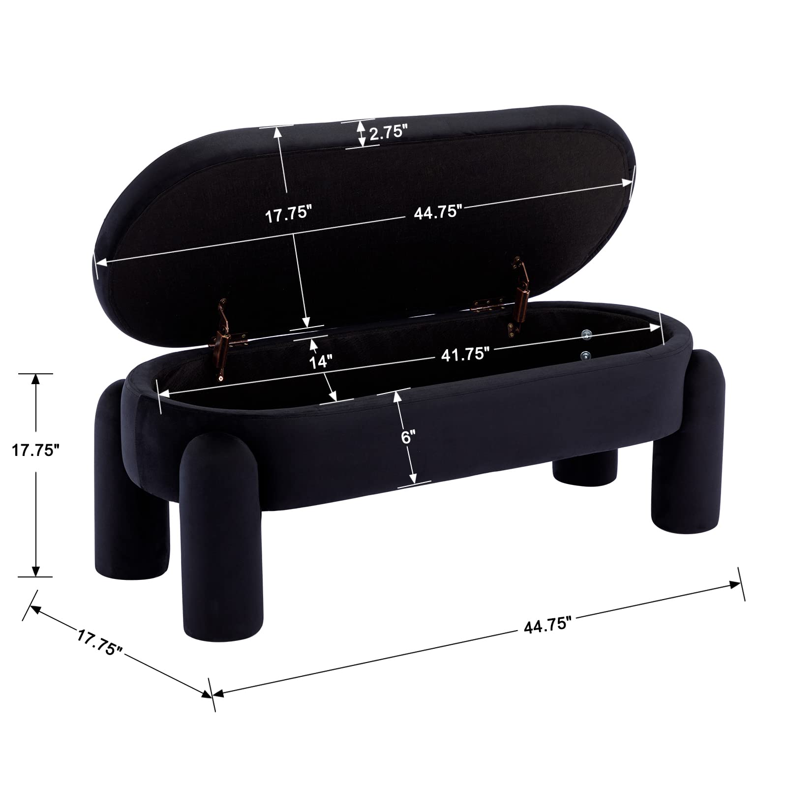 ROCITY Modern Upholstered Storage Bench - 2566BH