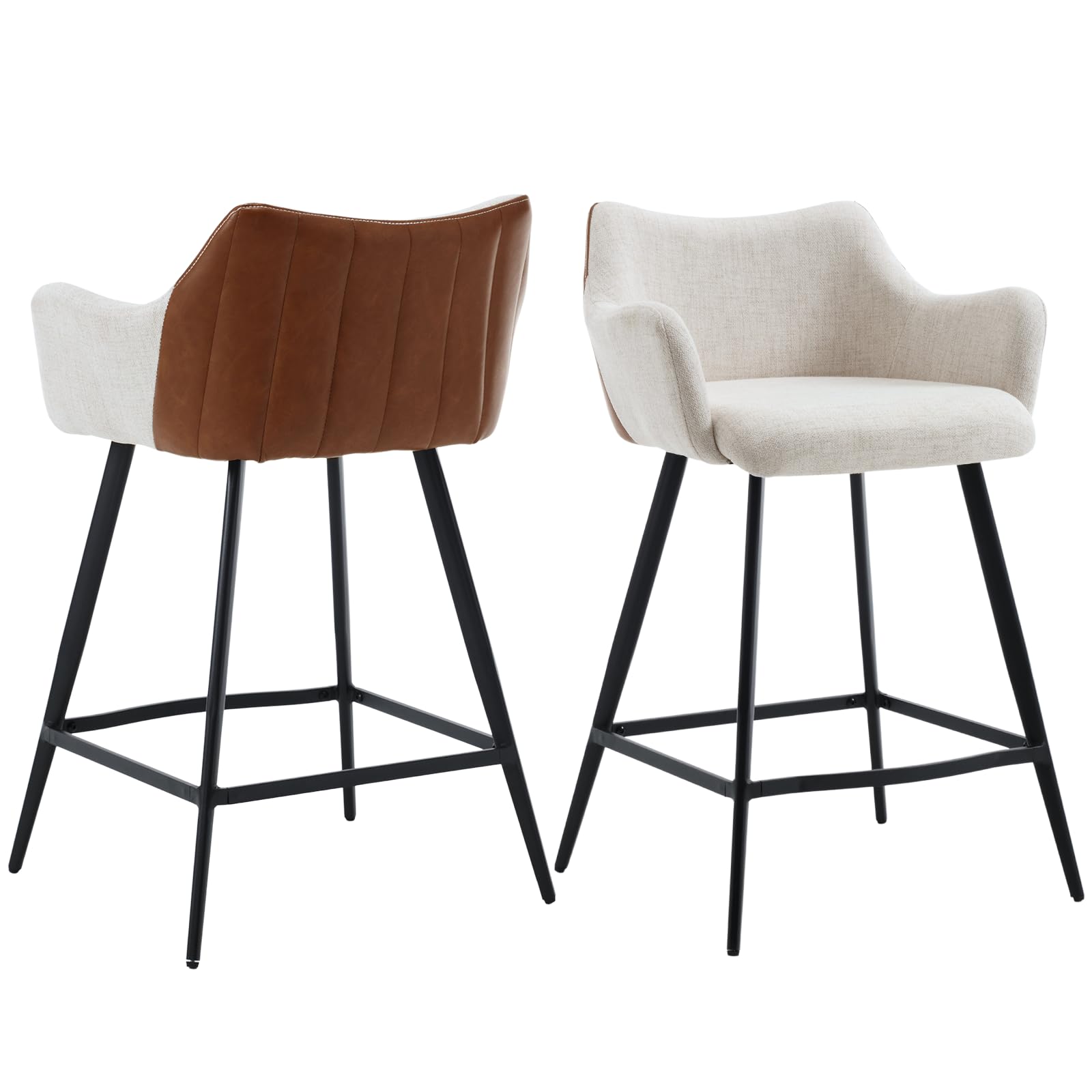 VESCASA 26"H Modern Linen Counter Height Stools Set of 2 - 5029CS