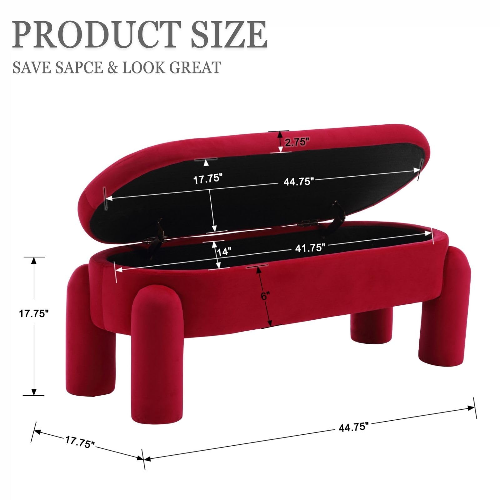 ROCITY Modern Upholstered Storage Bench - 2566BH