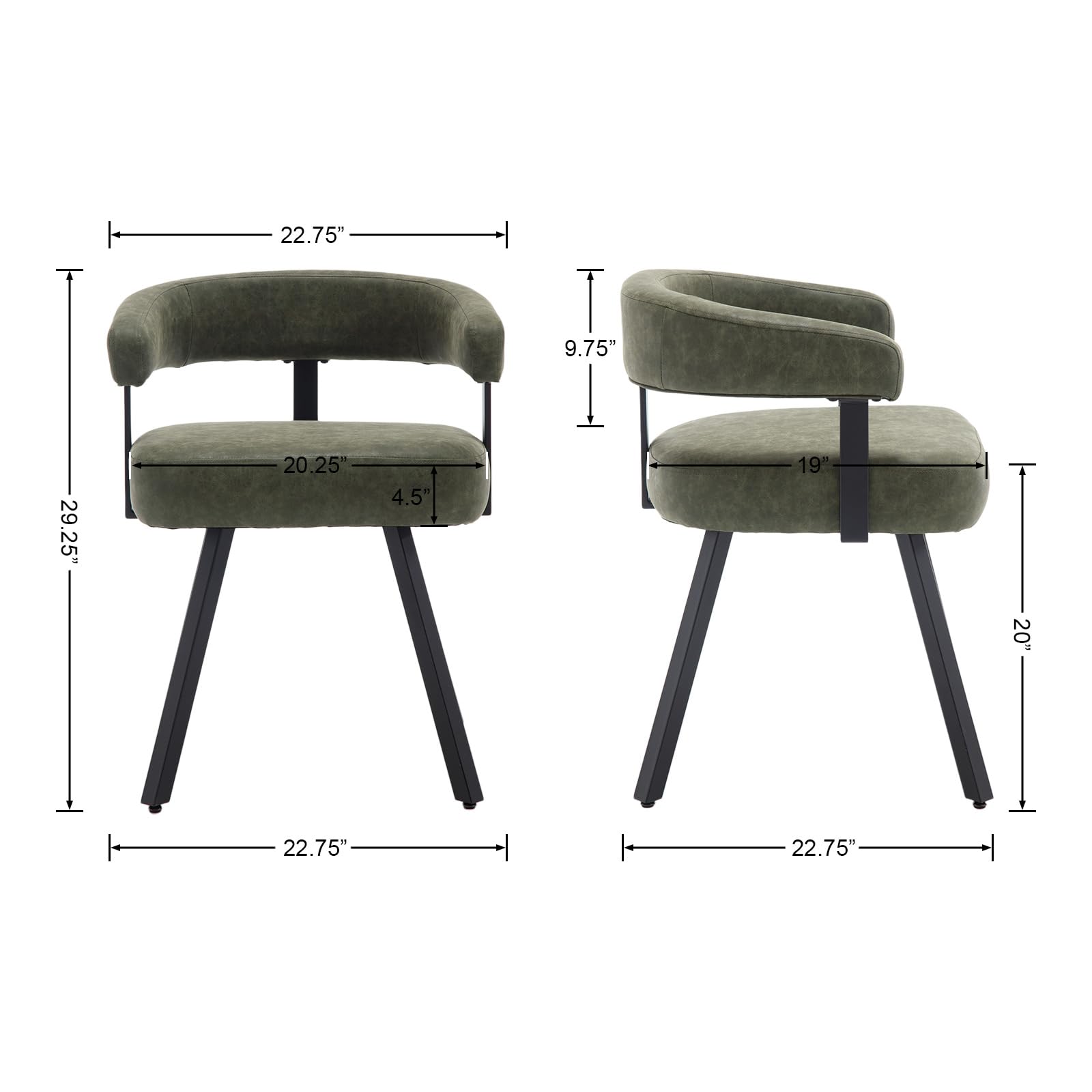 ROCITY Modern Barrel Dining Chairs Set of 2 - 20081DC