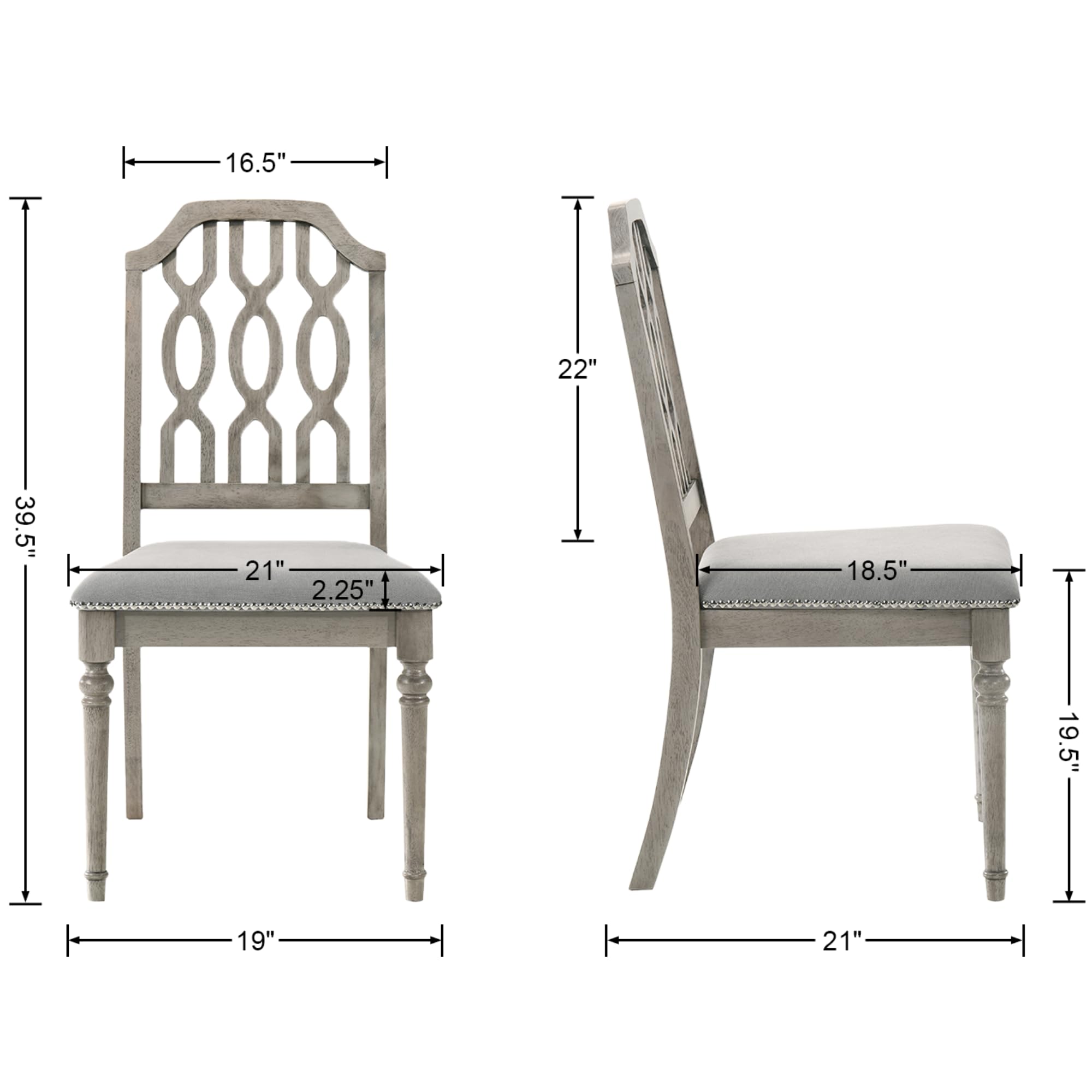 Kmax Farmhouse Rectangle Dining Chairs Set of 2 - 8171