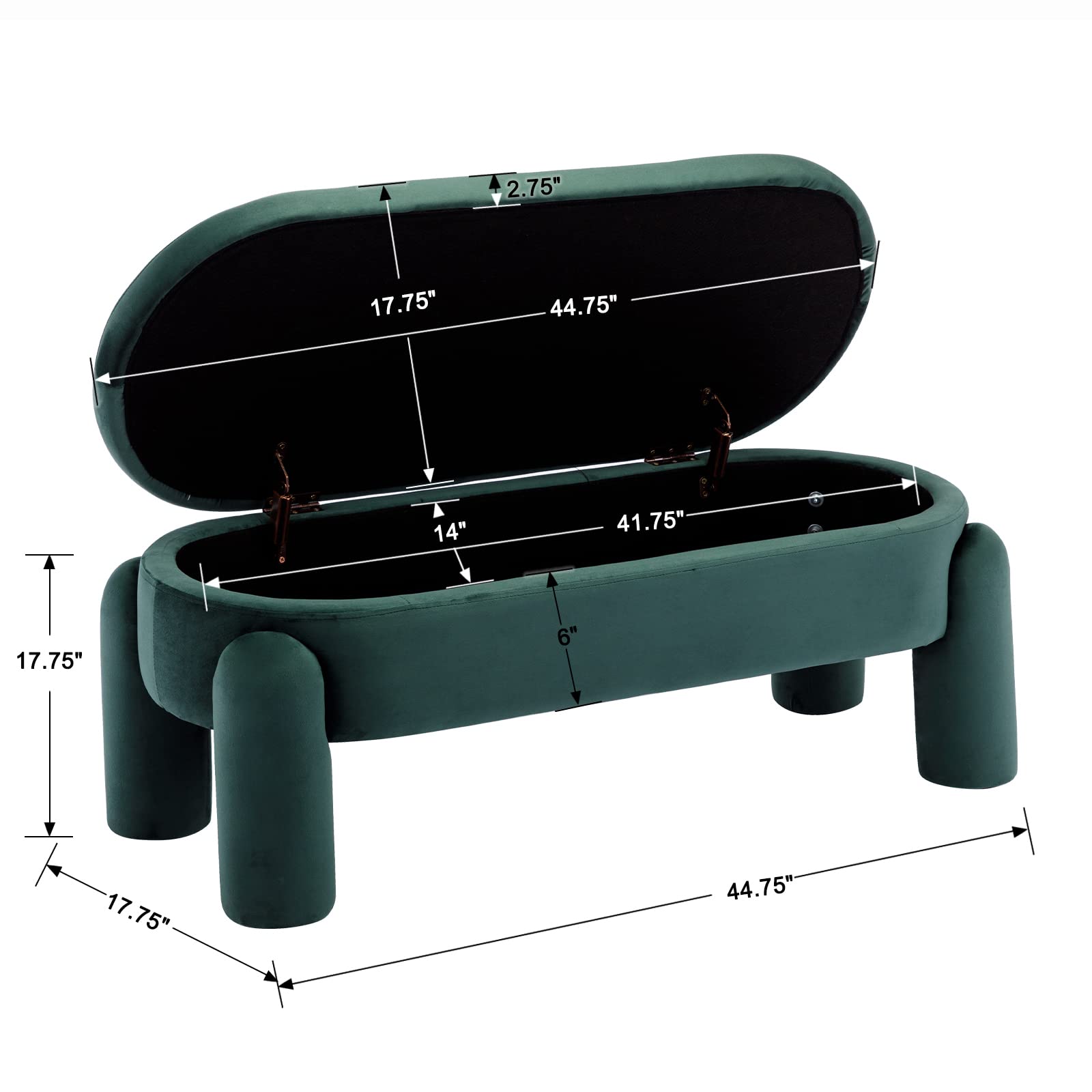 ROCITY Modern Upholstered Storage Bench - 2566BH