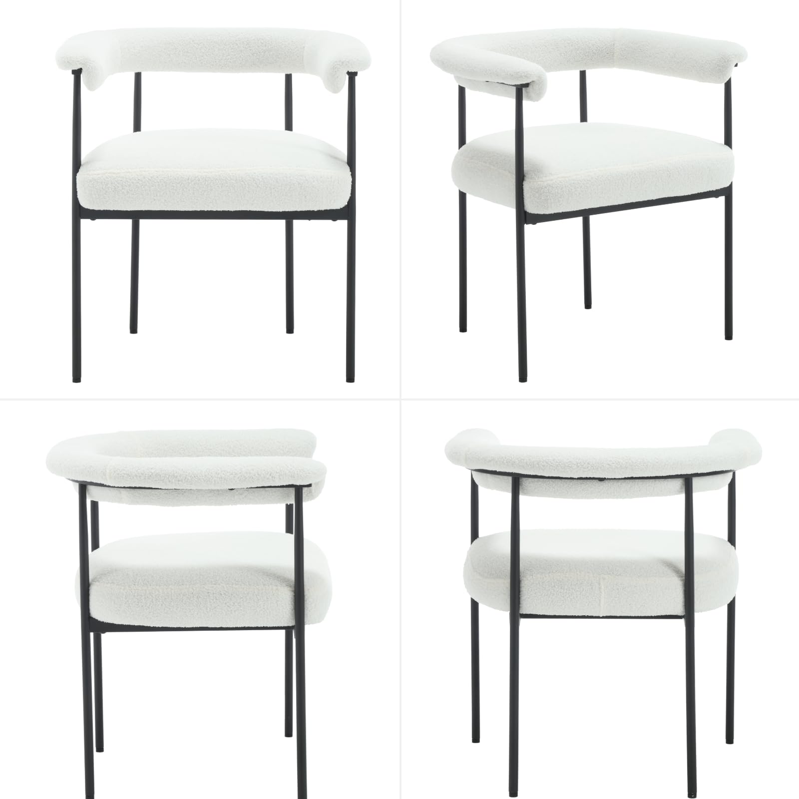 VESCASA Modern Barrel Black Dining Chairs Set of 2 - 3099DC