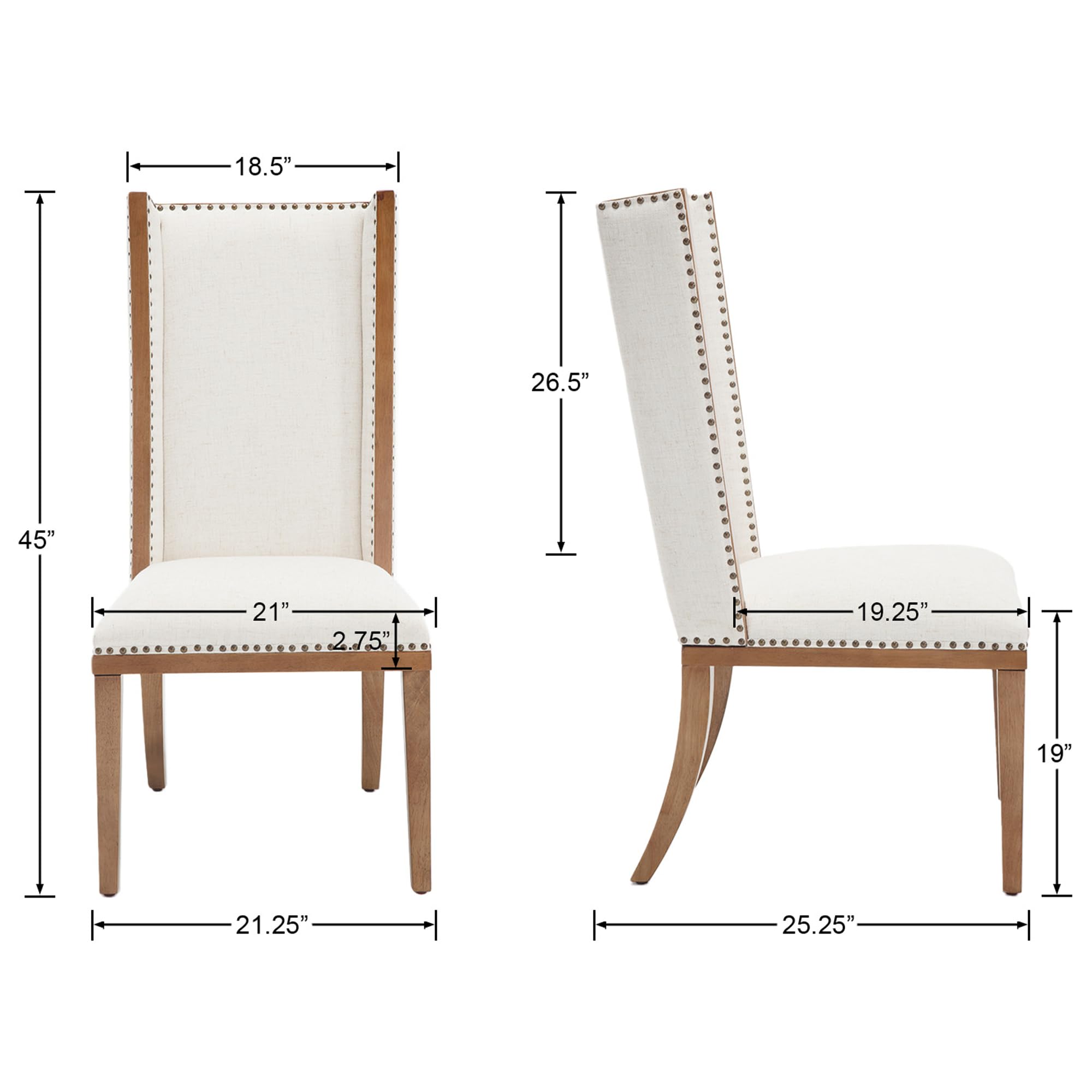 Janoray Mid Century High Back Dining Chairs Set of 2 - XX001DC