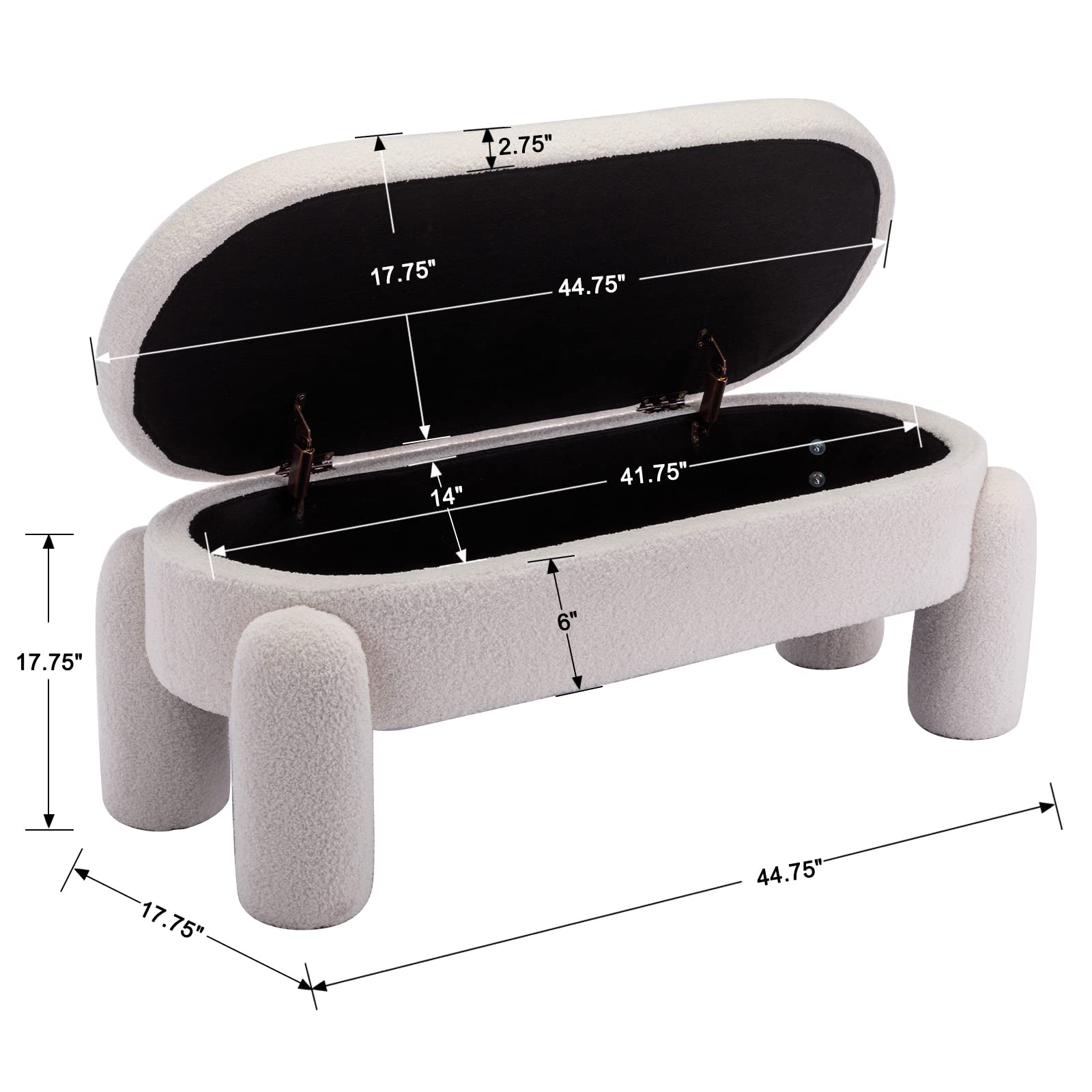 ROCITY Modern Upholstered Storage Bench - 2566BH