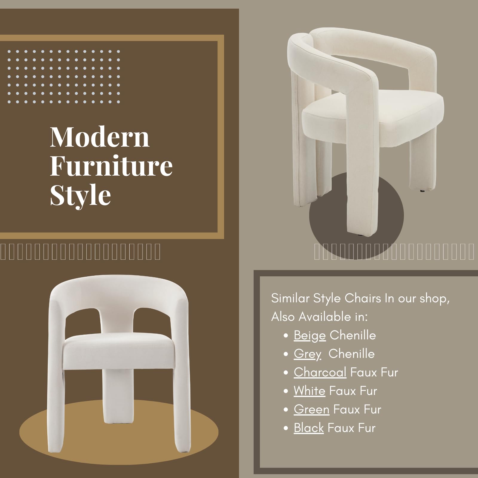 ROCITY Modern Barrel Dining Chair 1 PCS - 10068DC