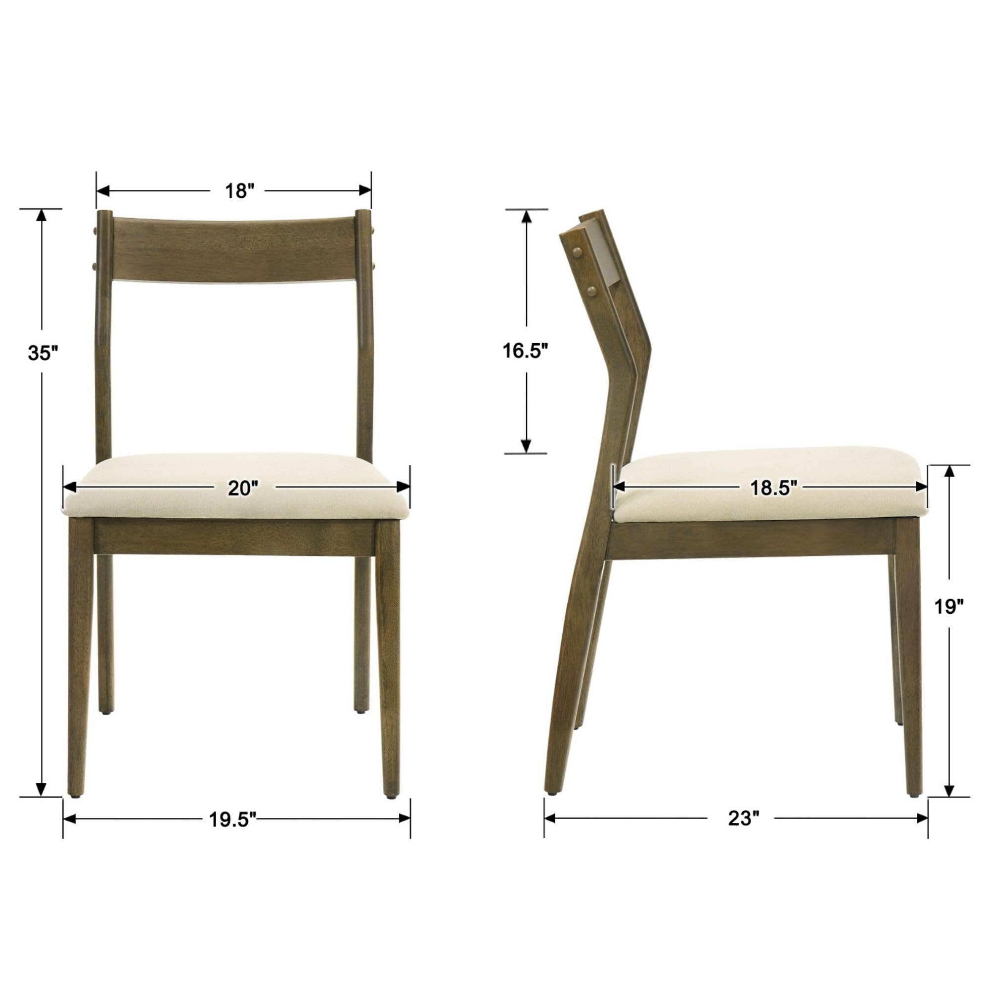 VESCASA Open Back Wooden Dining Chairs Set of 2 - 2313DC