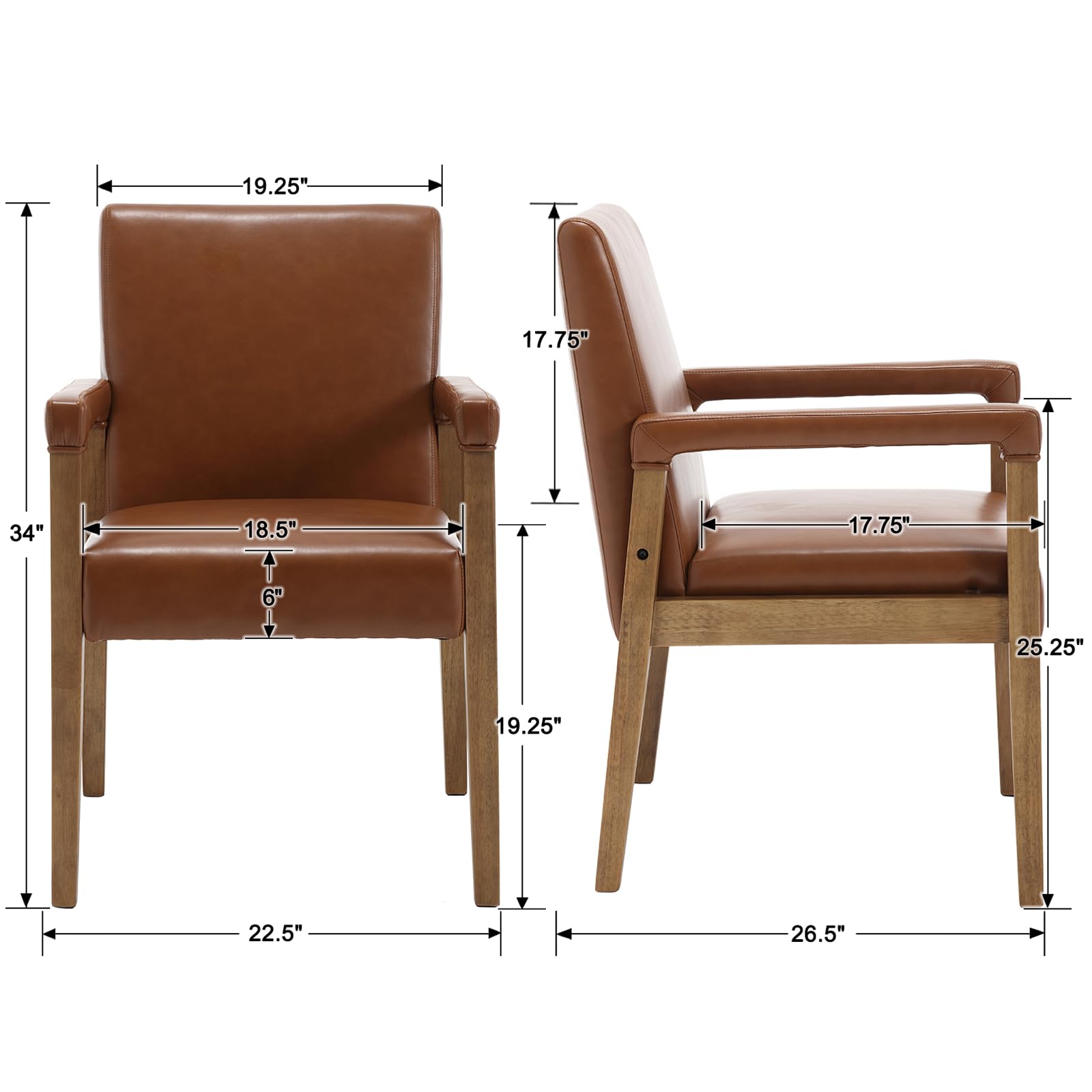 Janoray Mid Century Wood Dining Chairs Set of 2 - 1927DC