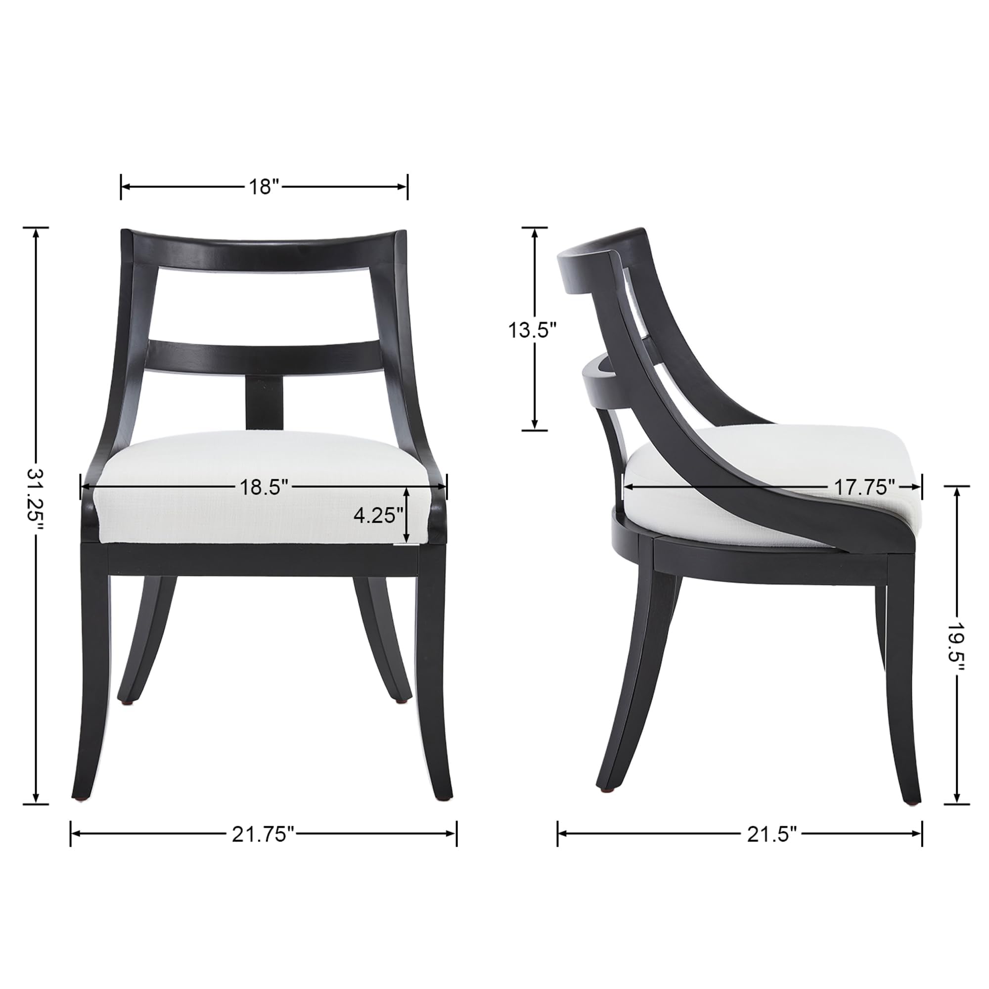 Kmax Mid-century Farmhouse Dining Chairs Set of 2 - X022DC