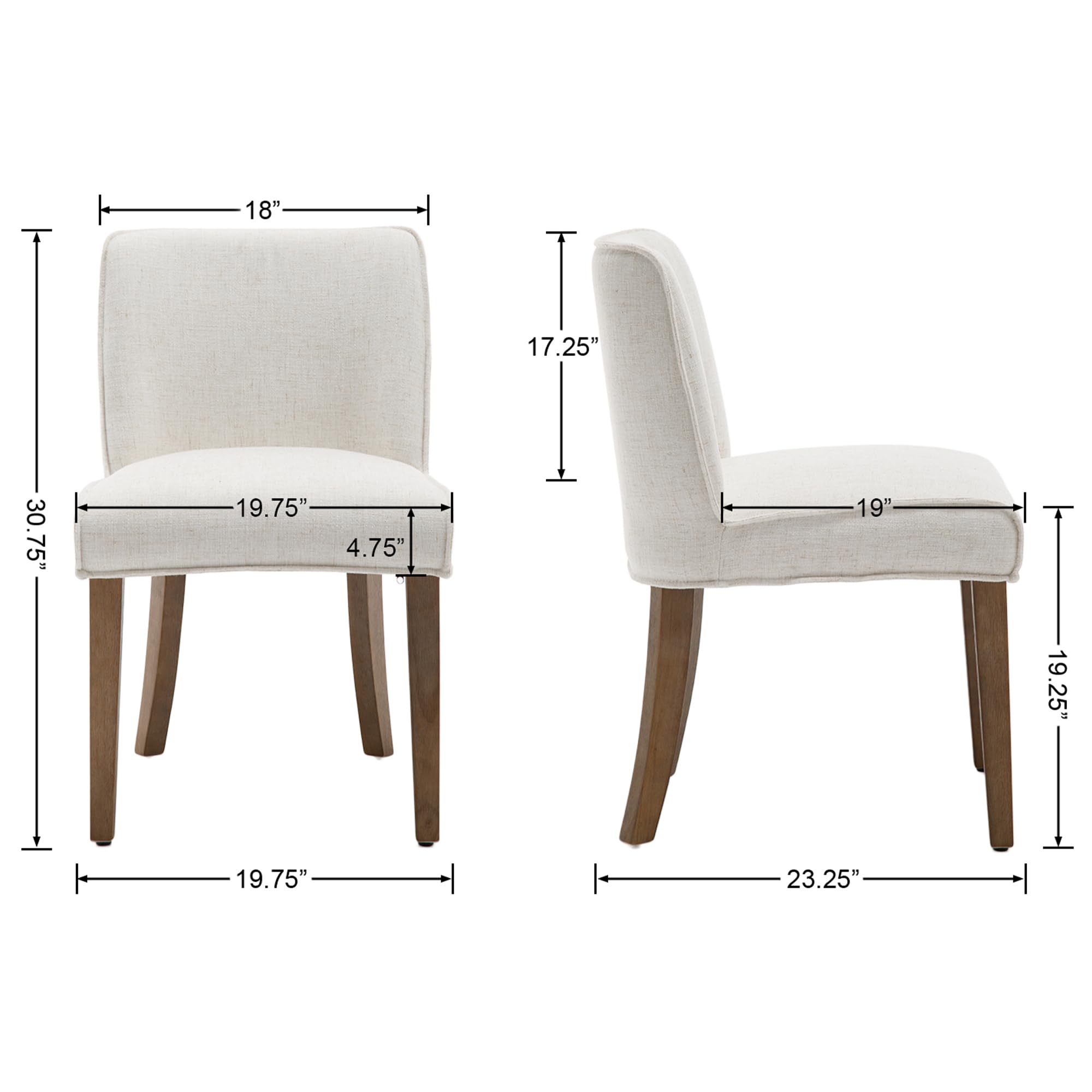 Janoray Farmhouse Fabric Dining Chairs Set of 2 - 2223DC