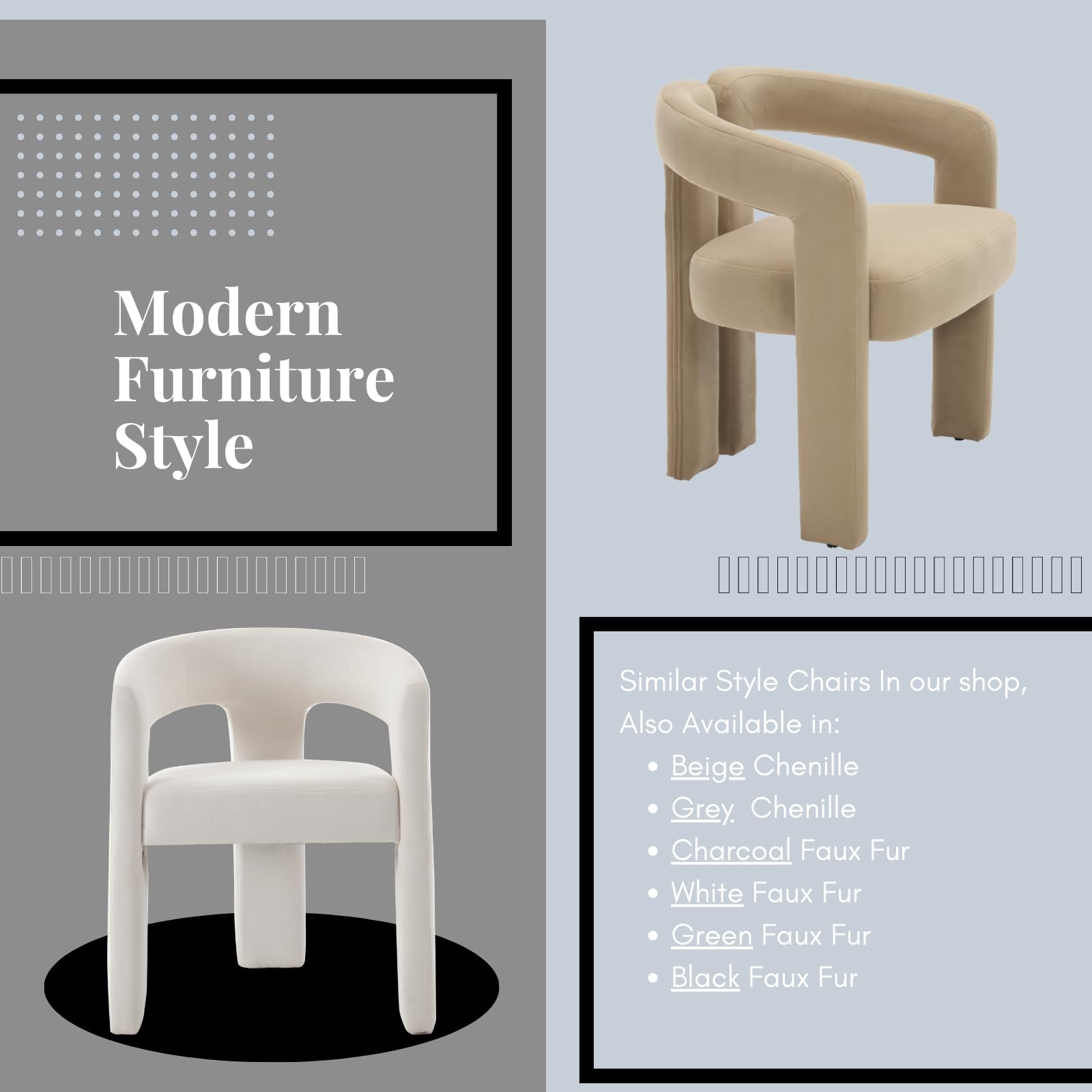 ROCITY Modern Barrel Dining Chair 1 PCS - 10068DC