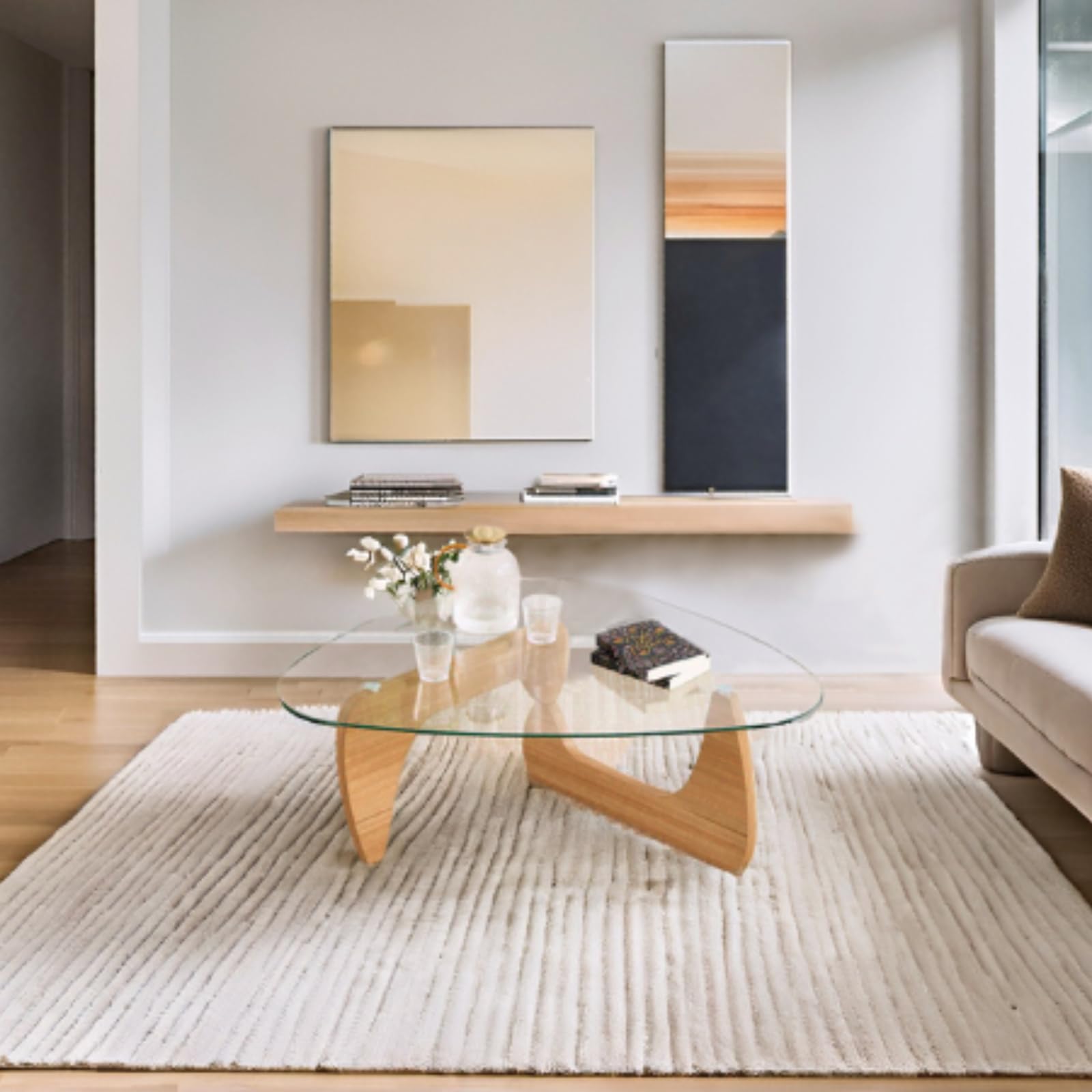 ROCITY Modern Triangle Center Glass Coffee Table - 7736CT