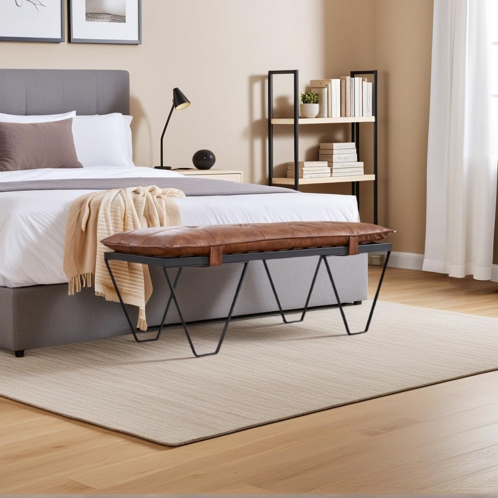 ROCITY 49" Modern Industrial Entryway Bench - 5005BH