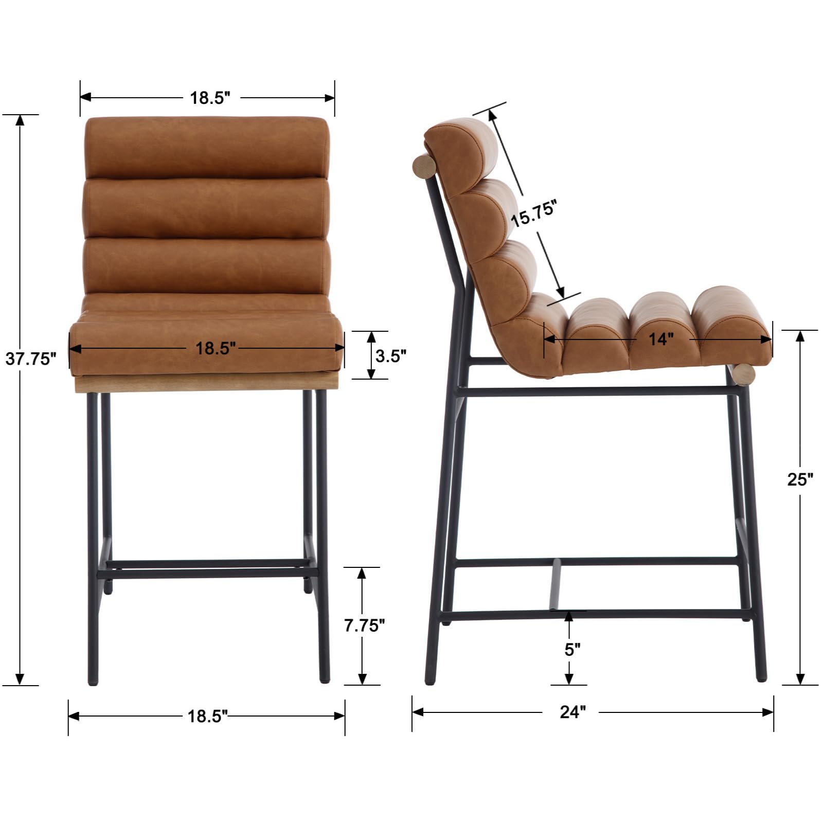 ROCITY 25”H Armless Upholstered Counter Stools Set of 2 - 5793CS