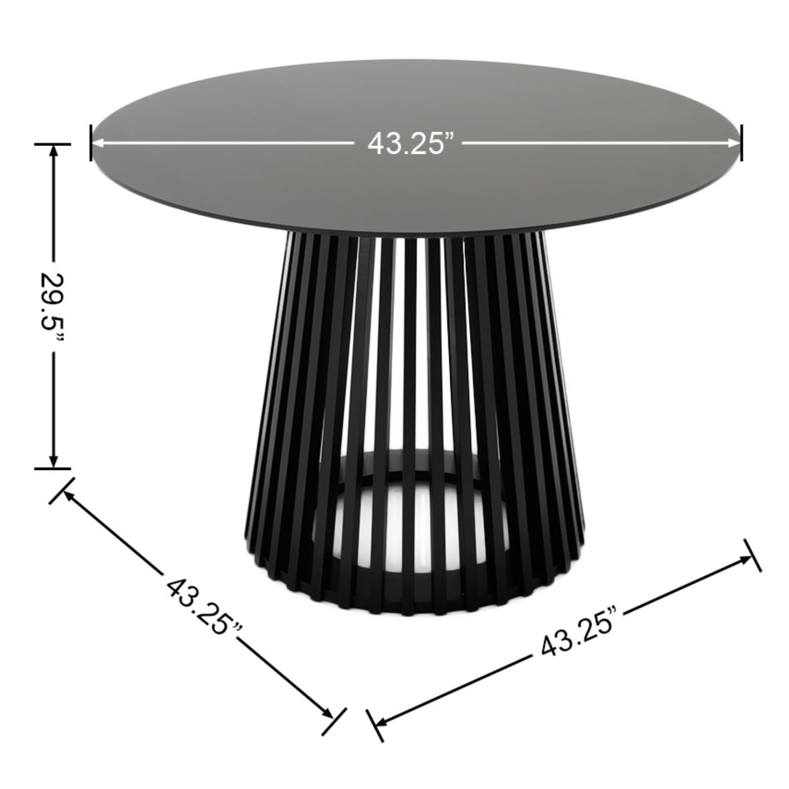 ROCITY 43 Inch Black Kitchen Table - 19008DT