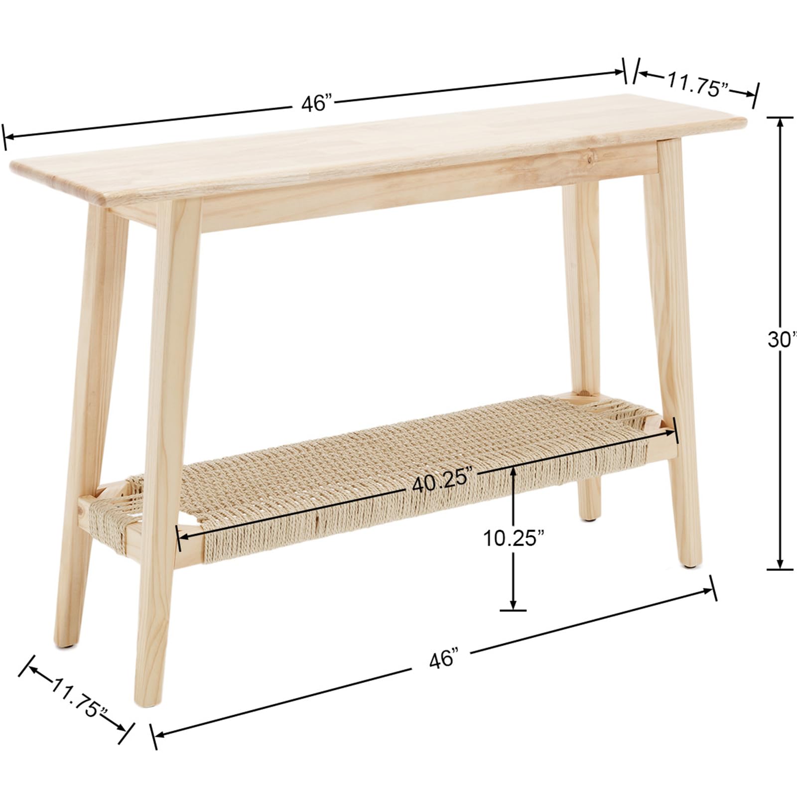 Kmax Natural Entryway Table with Rattan Storage Shelf - 22162ET