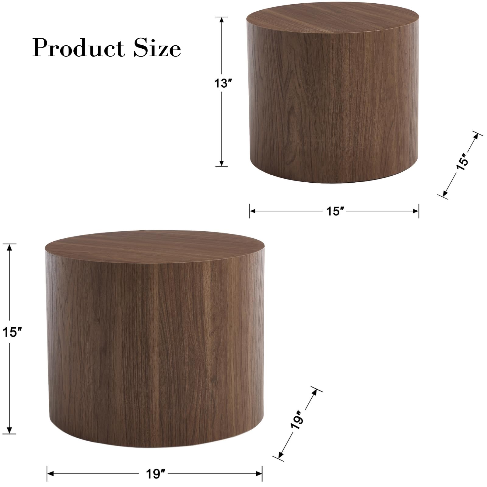 CIMOTA Round Wood Nesting Coffee Table Set of 2 - 24060CT