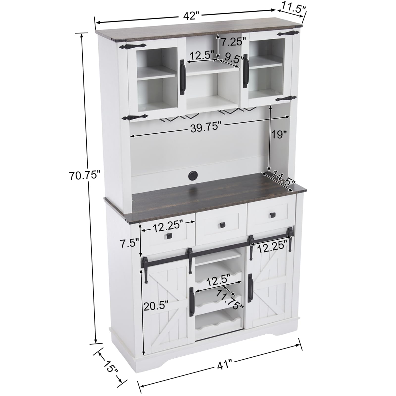 Kmax Farmhouse Coffee Bar Wine Cabinet - X158CB