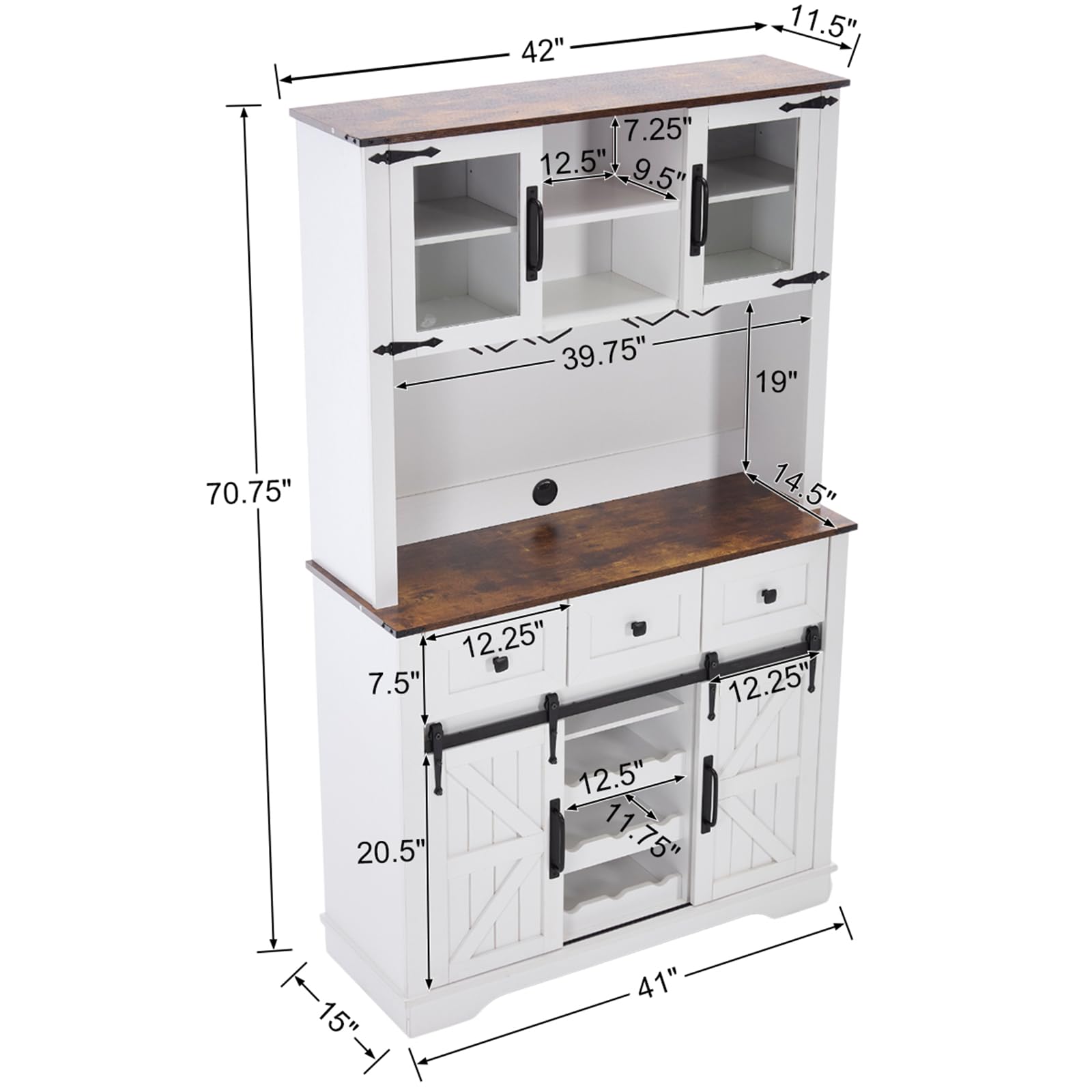 Kmax Farmhouse Coffee Bar Wine Cabinet - X158CB