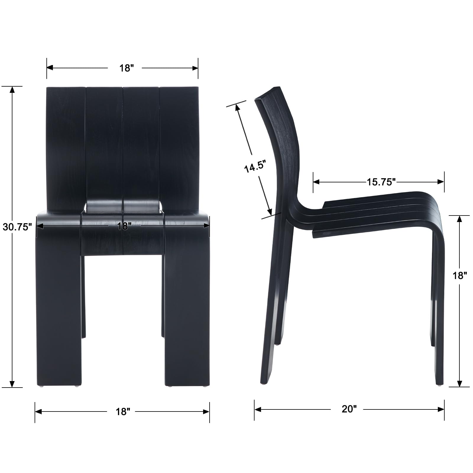 VESCASA Wood Dining Chairs Set of 2 - 6683DC