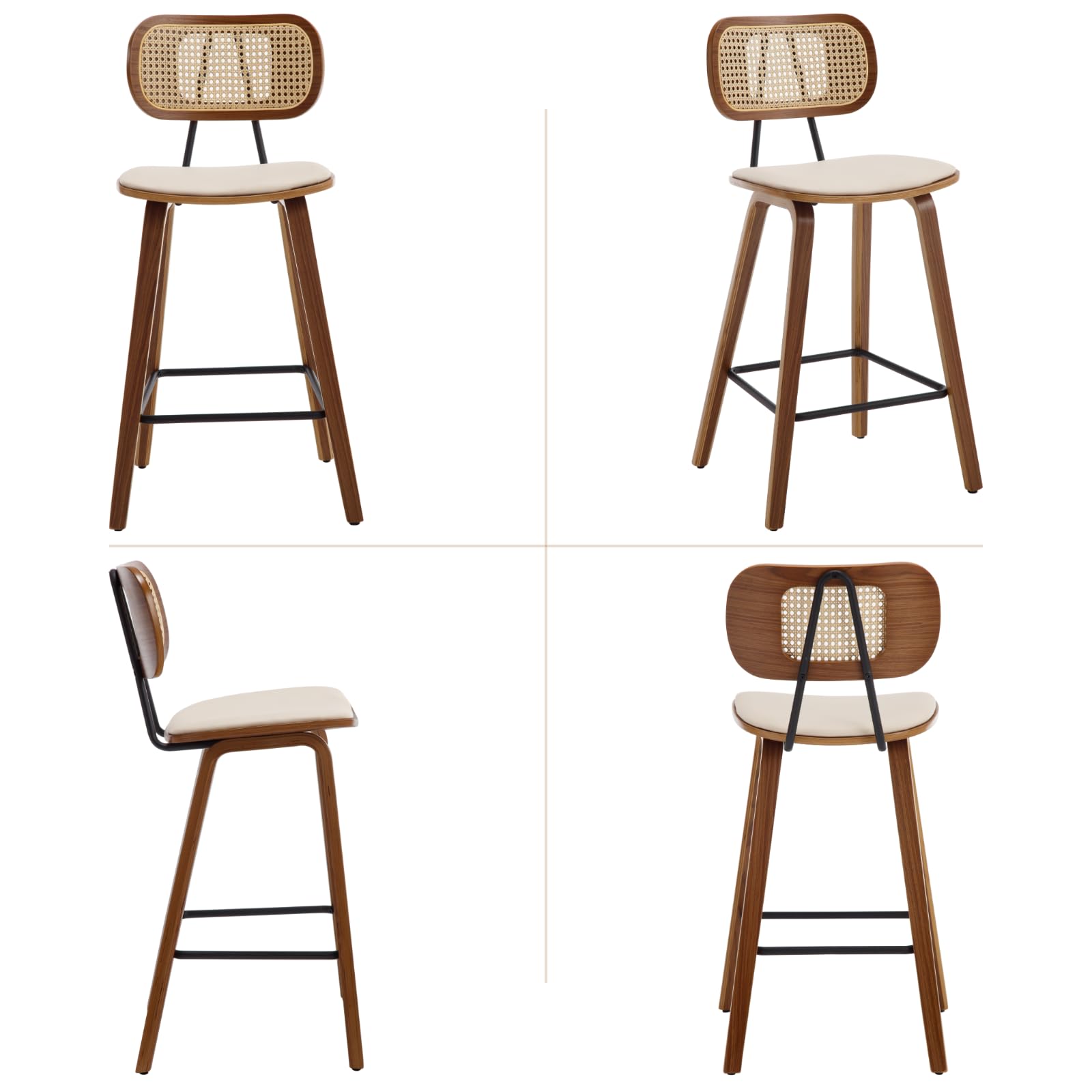 VESCASA 26"H Mid-Century Counter Stools Set of 2 - 7734CS