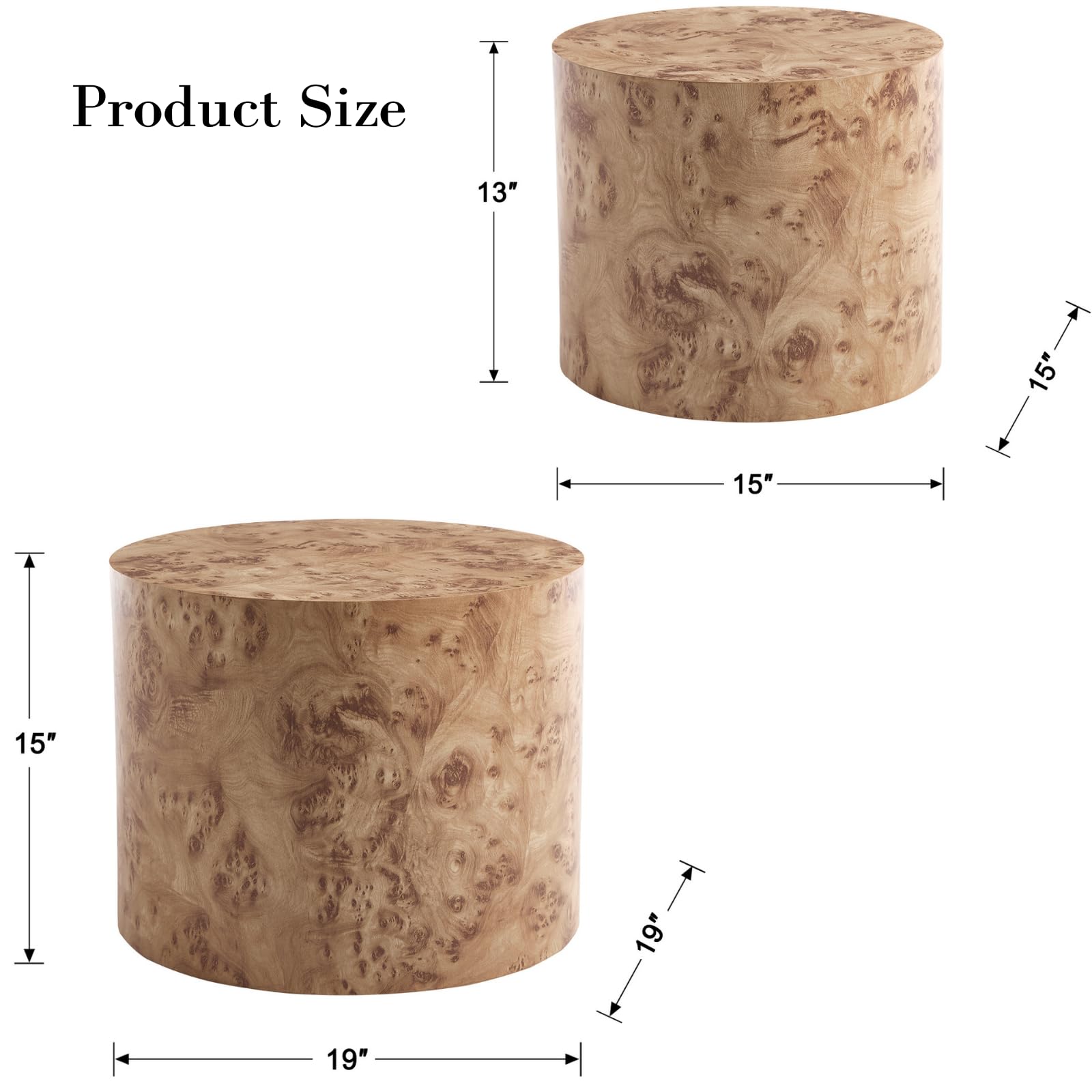 CIMOTA Round Wood Nesting Coffee Table Set of 2 - 24060CT