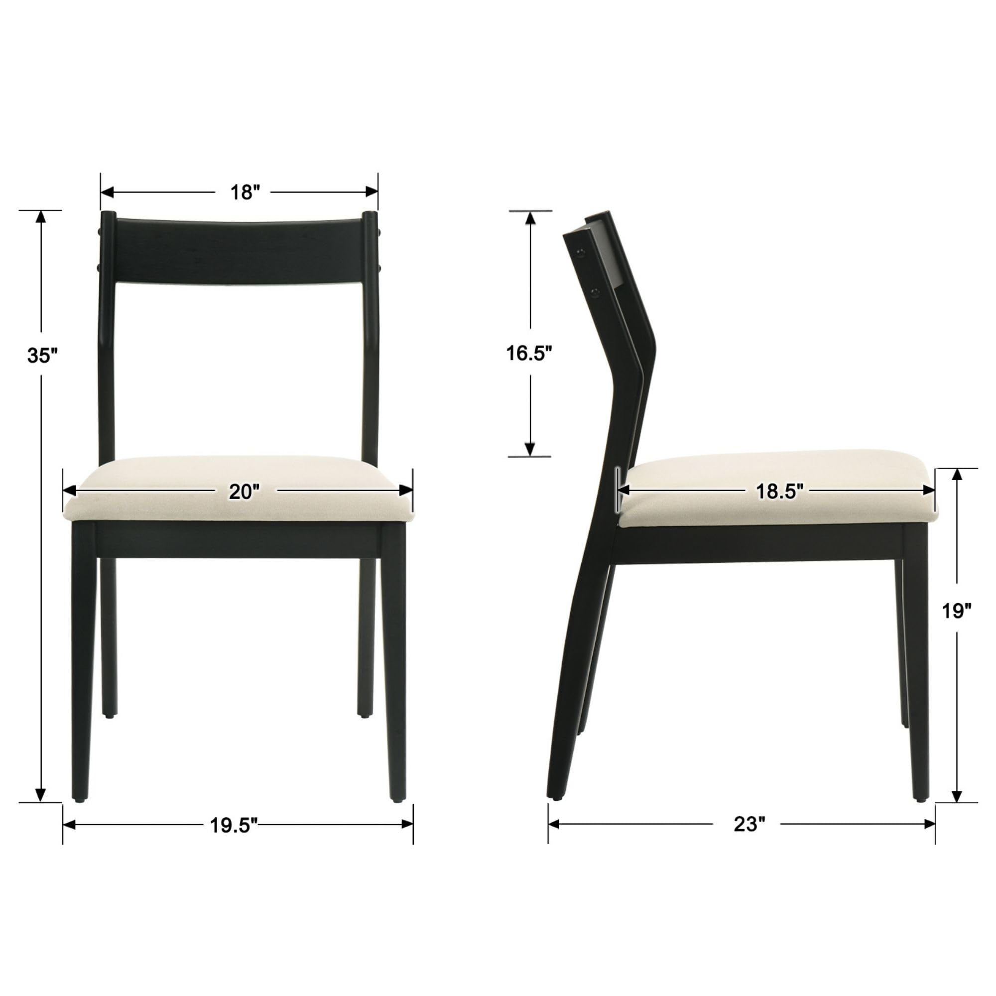 VESCASA Open Back Wooden Dining Chairs Set of 2 - 2313DC