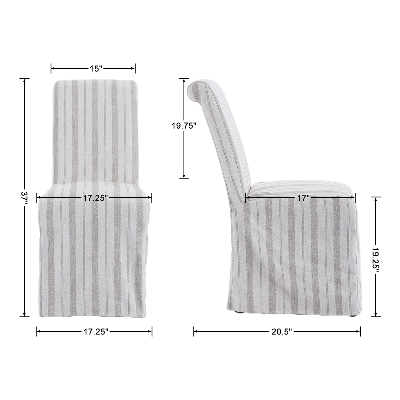 Kmax Linen Slipcovered Dining Chairs Set of 2 - 70761DC