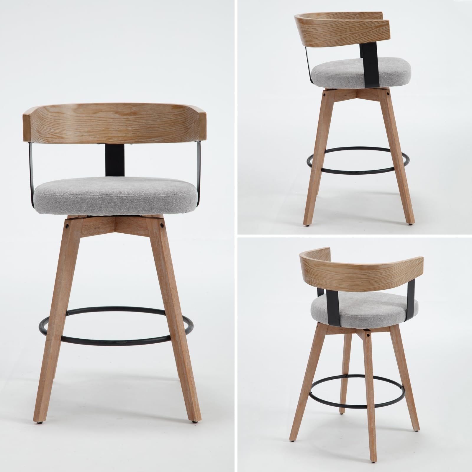 EALSON 26"H Swivel Wooden Backrest Counter Height Counter Stool - 3193CS