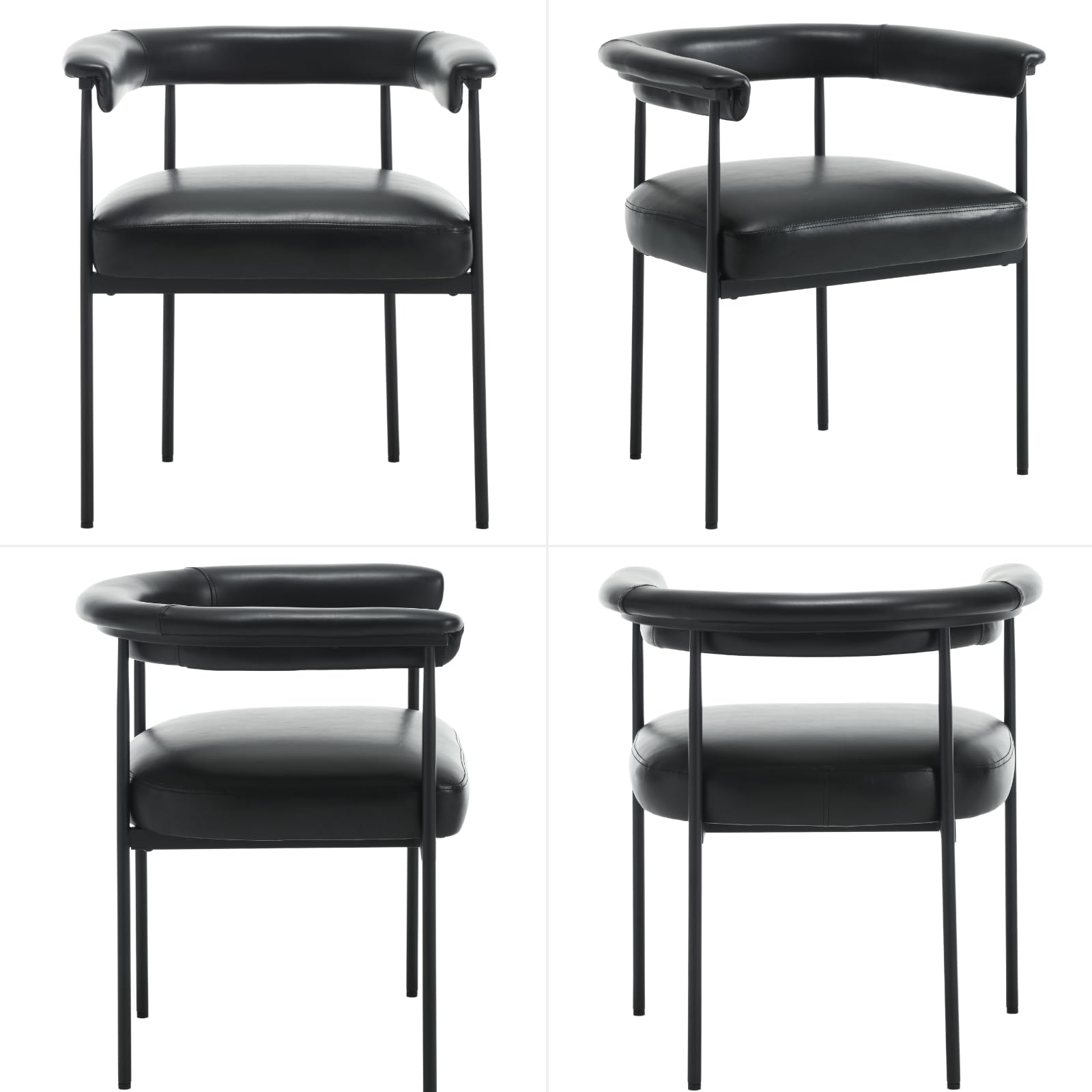 VESCASA Modern Barrel Black Dining Chairs Set of 2 - 3099DC
