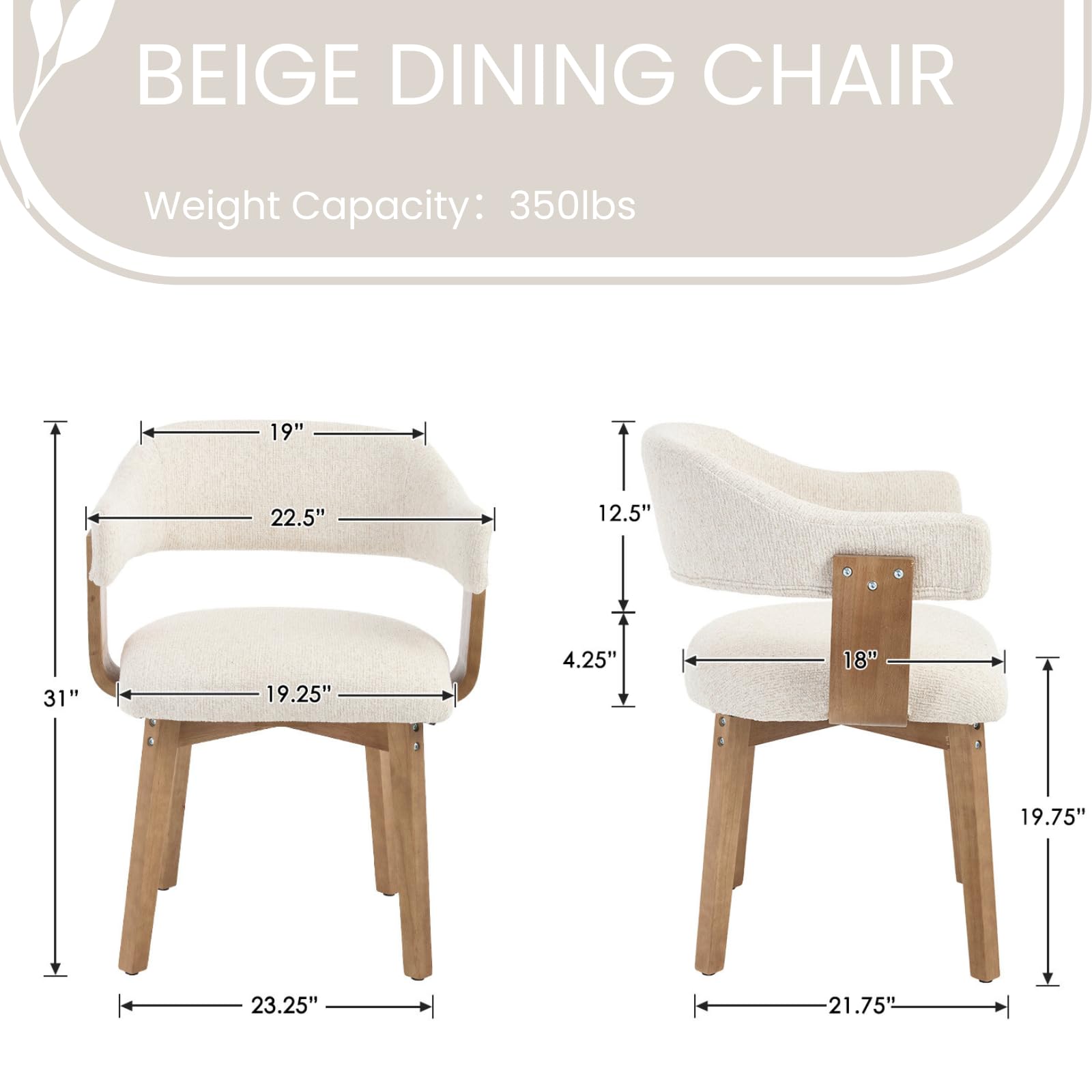 EALSON Barrel Dining Chairs Set of 2 - 10075DC