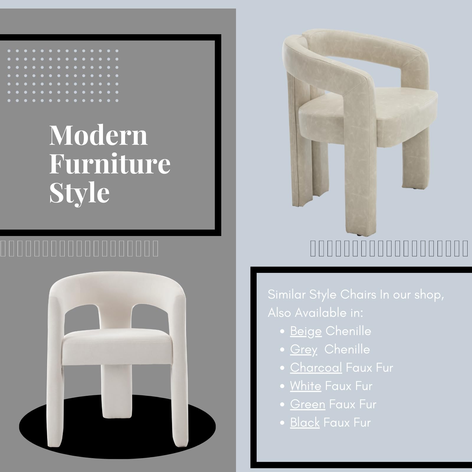 ROCITY Modern Barrel Dining Chair 1 PCS - 10068DC