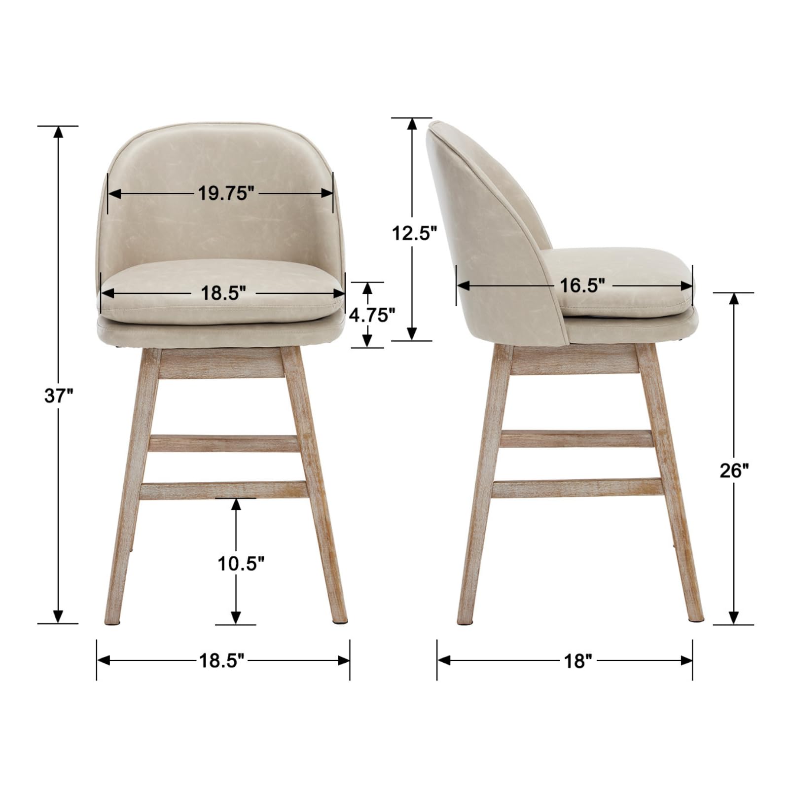 Janoray Mid-Century Swivel Counter Stools Set of 2 - 3004CS