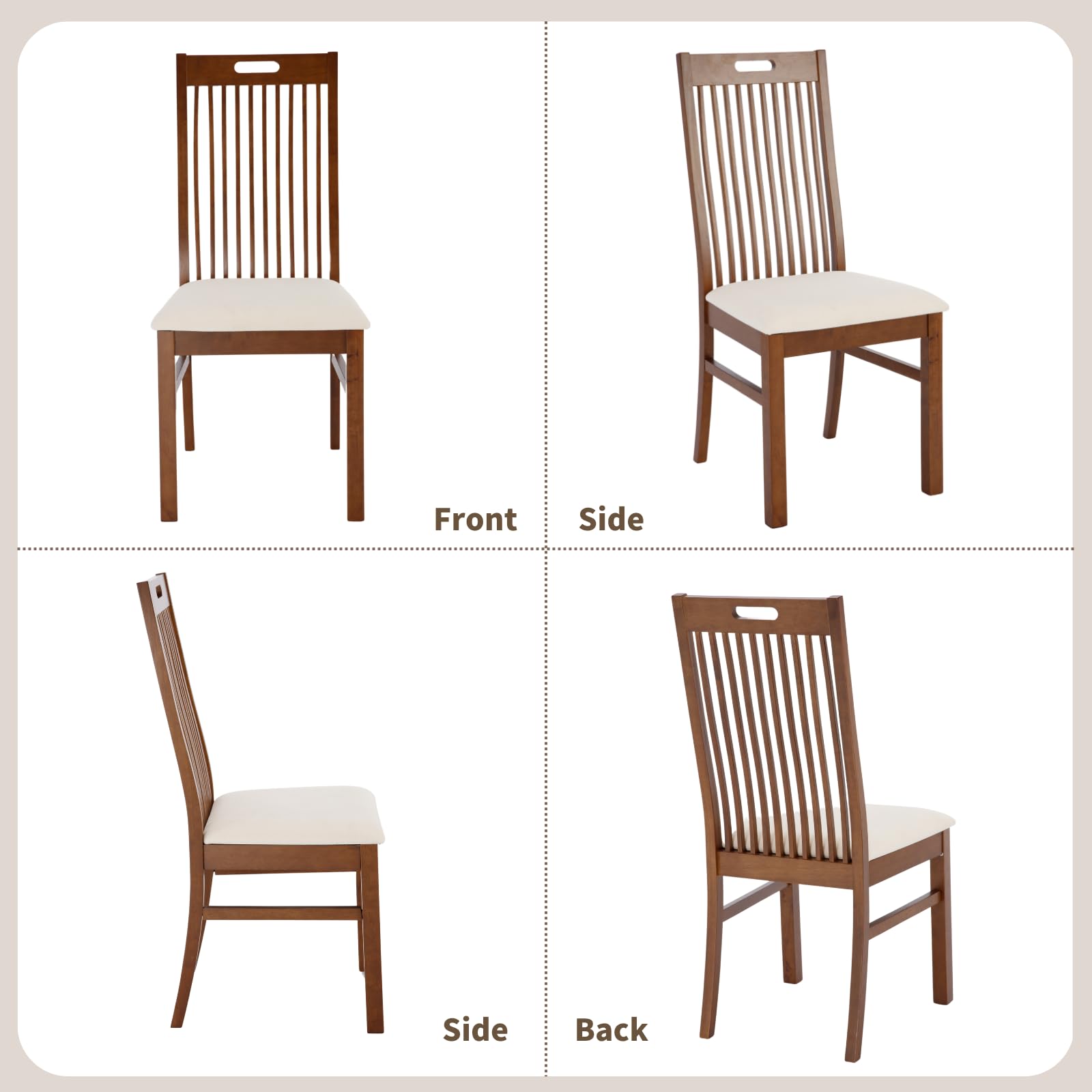 Kmax Farmhouse Walnut Wood Dining Chairs Set of 2 - 8131DC