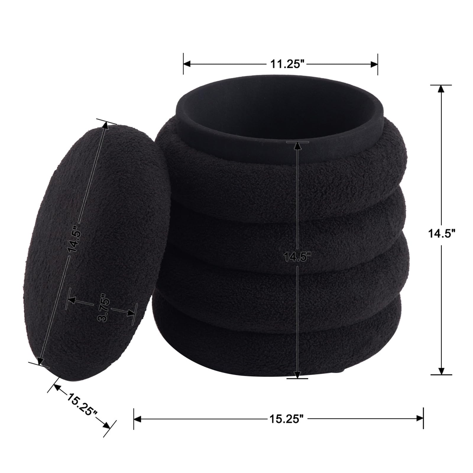 VESCASA Modern Round Storage Ottoman 1 PCS - 30070OT