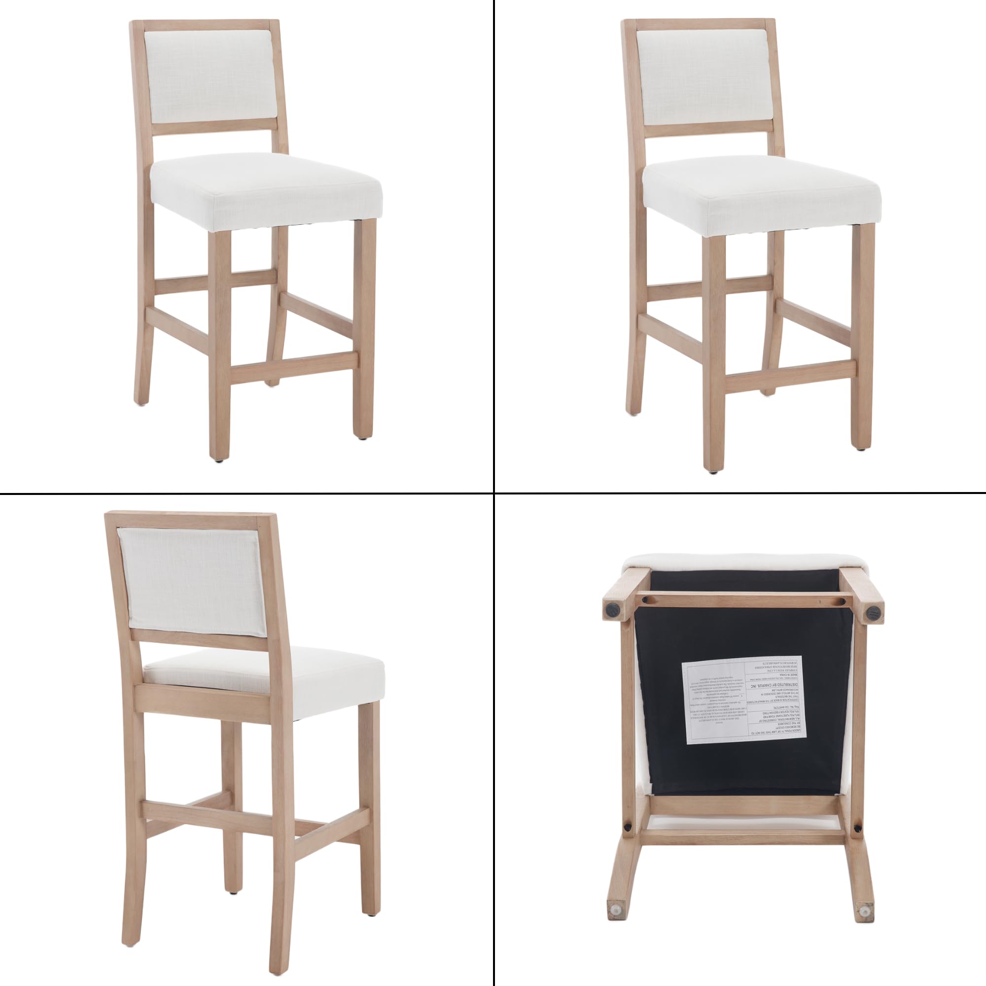 Janoray Farmhouse Upholstered Counter Stools Set of 2 - 57472CS