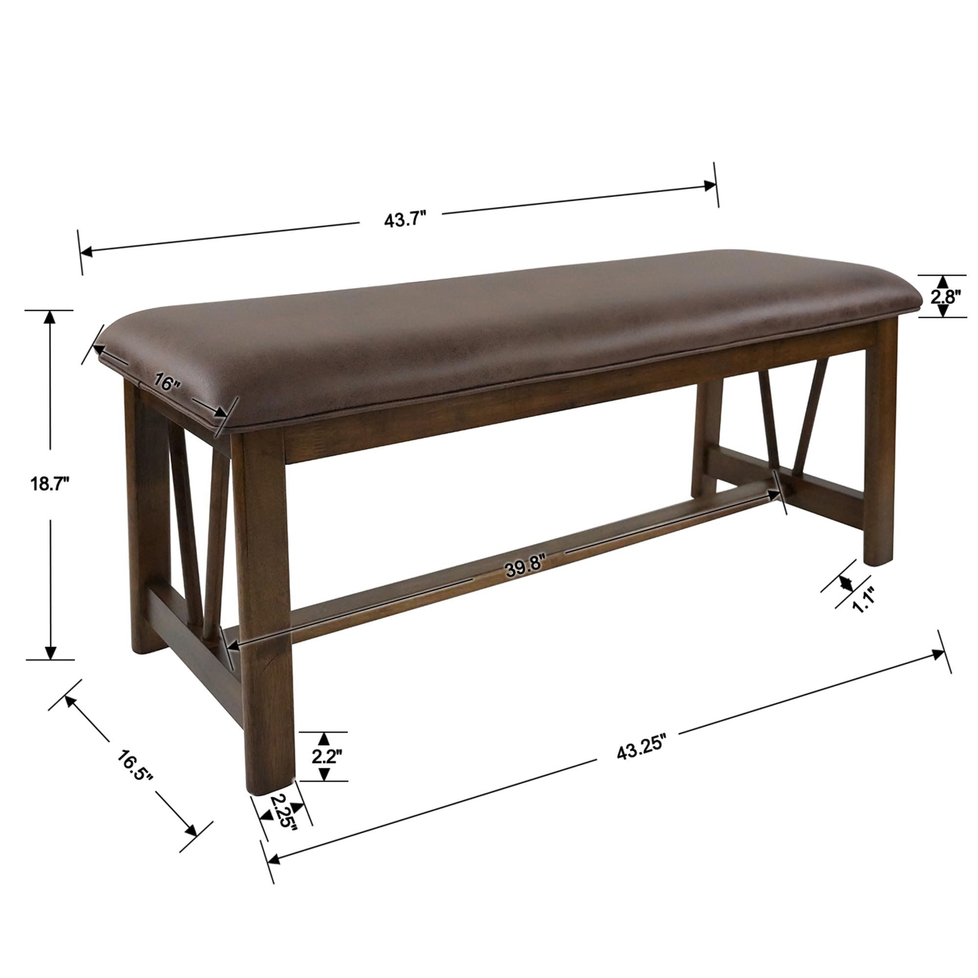 Kmax 44" Farmhouse Upholstered Wood Bench - 6103BH