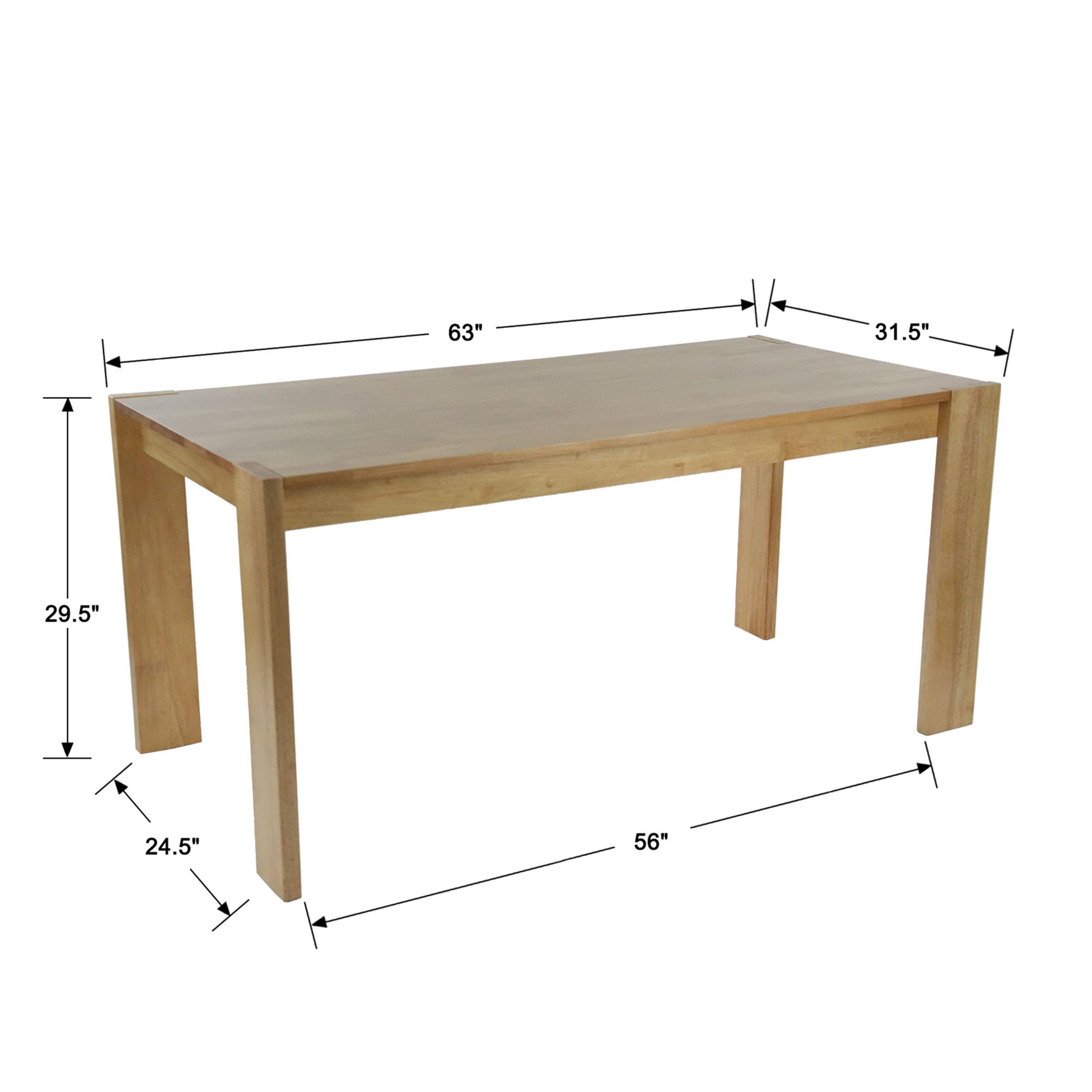 Kmax 63" Large Kitchen Long Dining Table with Wood Legs - 0001DT