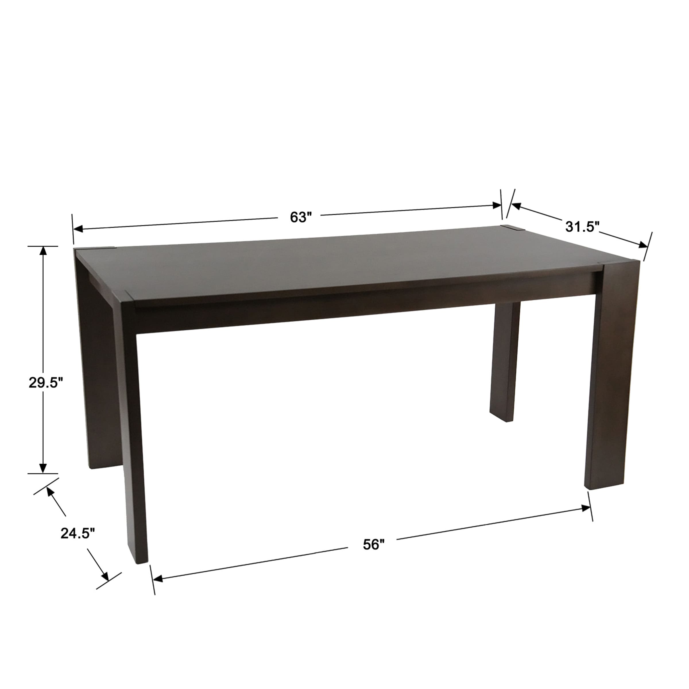 Kmax 63" Large Kitchen Long Dining Table with Wood Legs - 0001DT