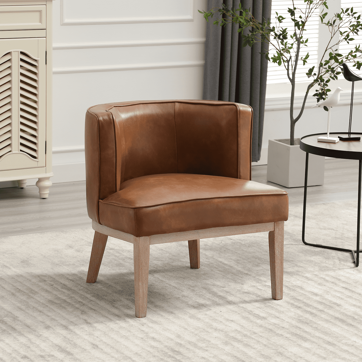 Janoray Stone Wash Wood Legs Accent Chair 1 PCS - 6371AC