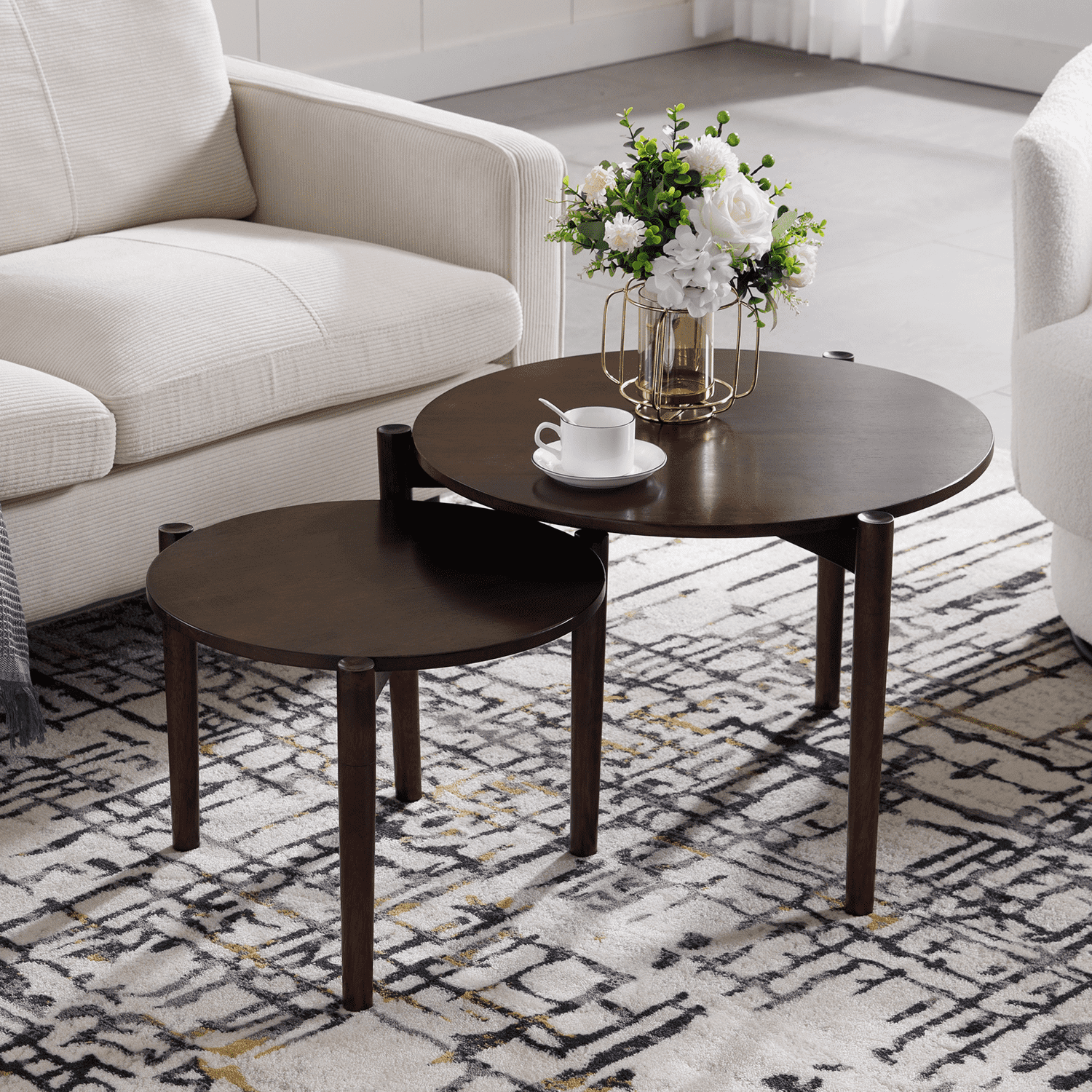 VESCASA Modern Side Round Nesting Coffee Table - XX10CT