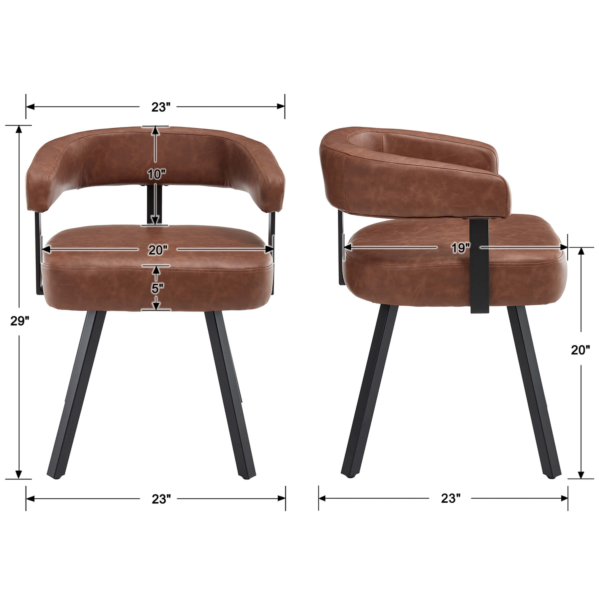 ROCITY Modern Barrel Dining Chairs Set of 2 - 20081DC