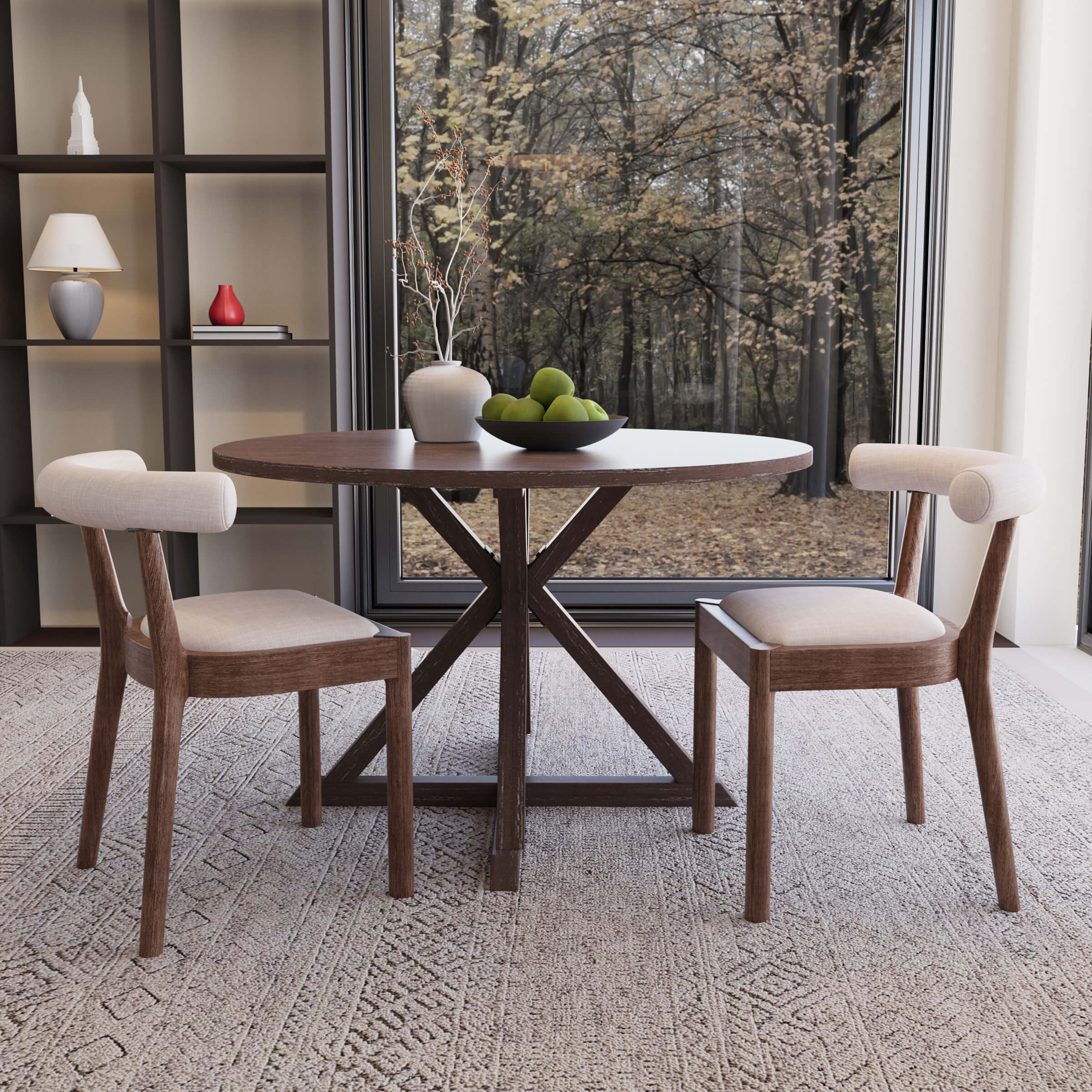 CIMOTA Curved Open Back Upholstered Dining Chairs Set of 2 - 1929DC