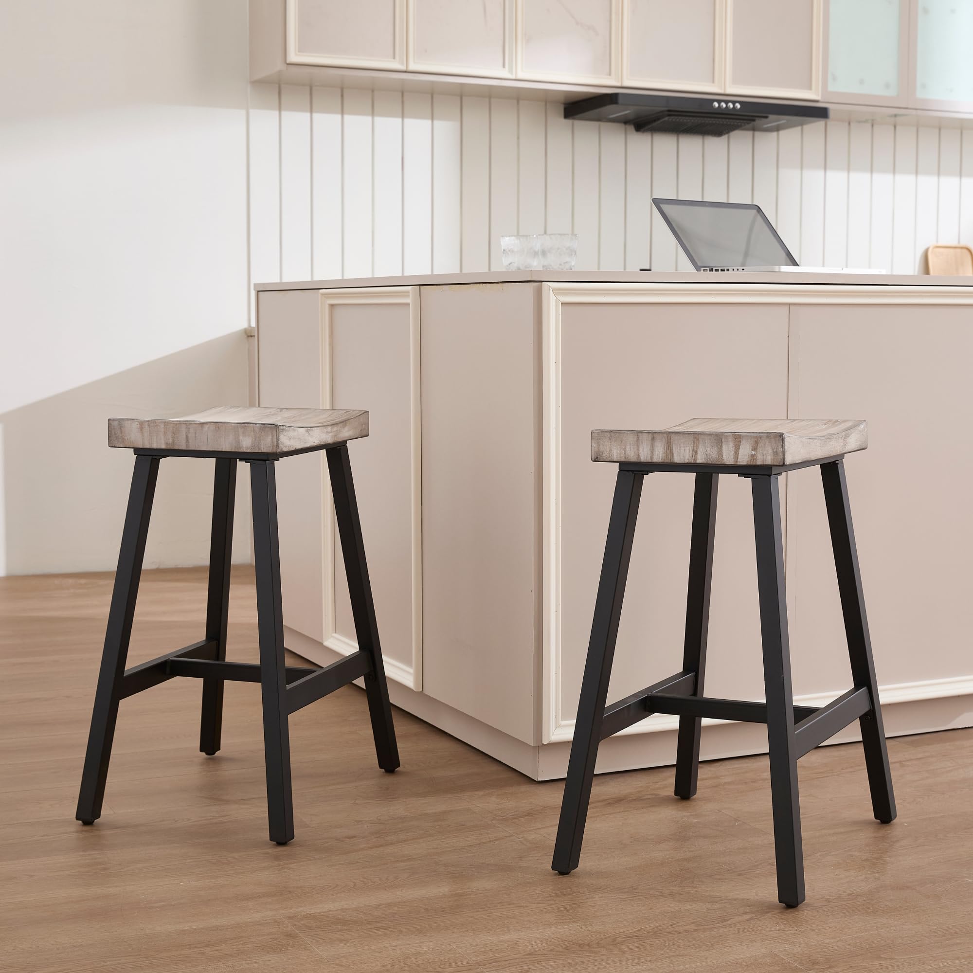 Kmax 26"H Backless Wood Counter Stools Set of 2 - 0519CS