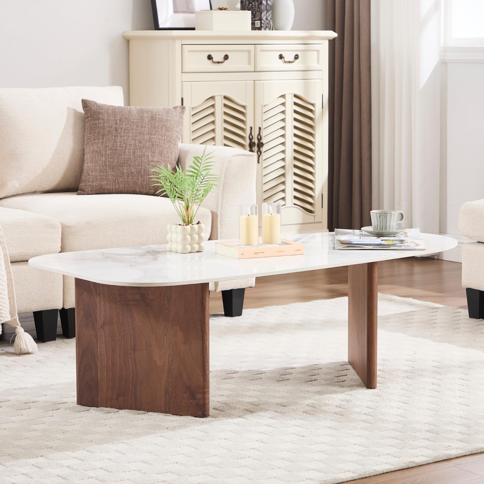 ROCITY Solid Wood Irregular-Shaped Coffee Table - XX150CT